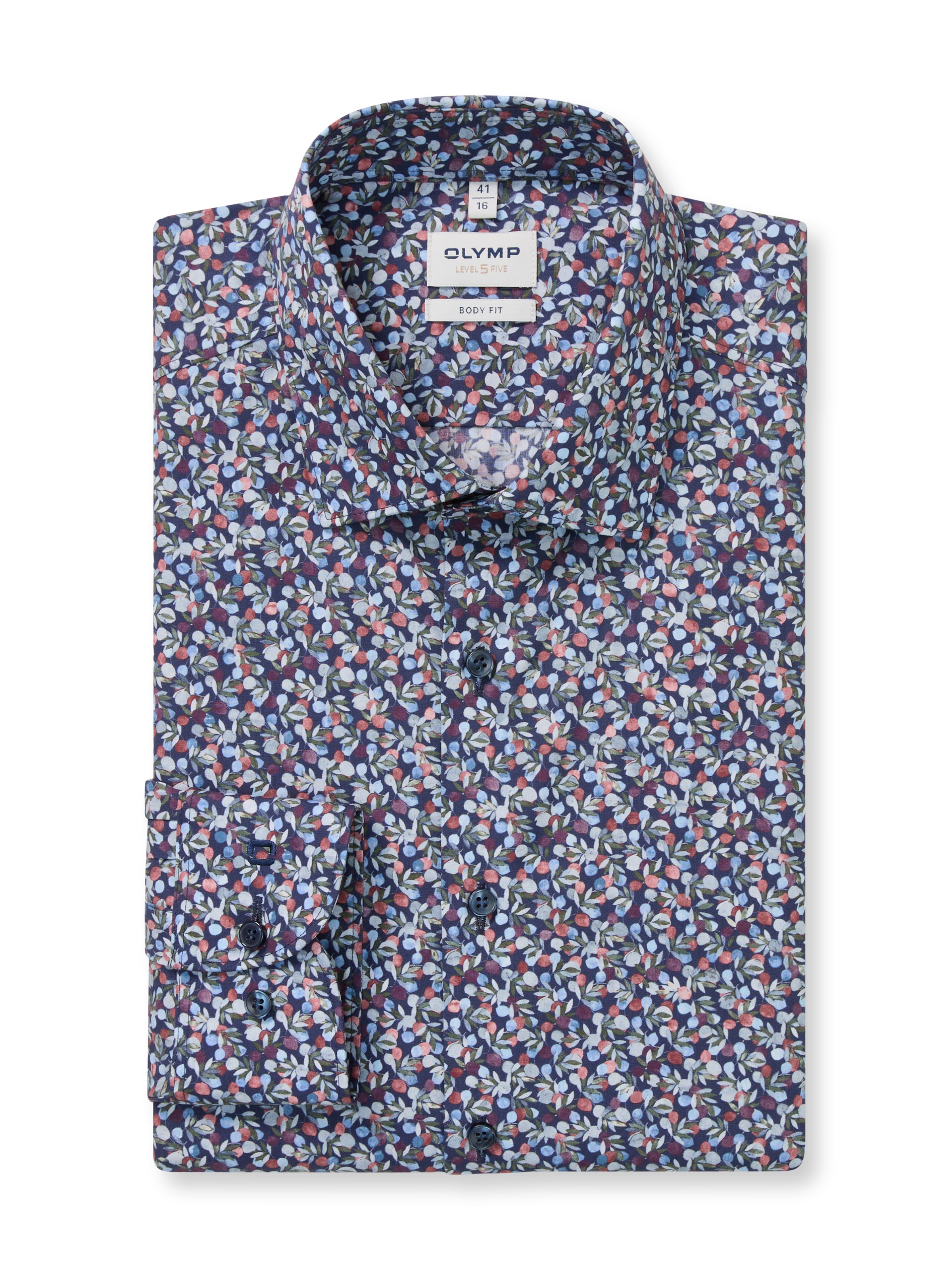 OLYMP Langarmhemd »Level Five« Businesshemd, body fit, New York Kentkragen, florales Muster