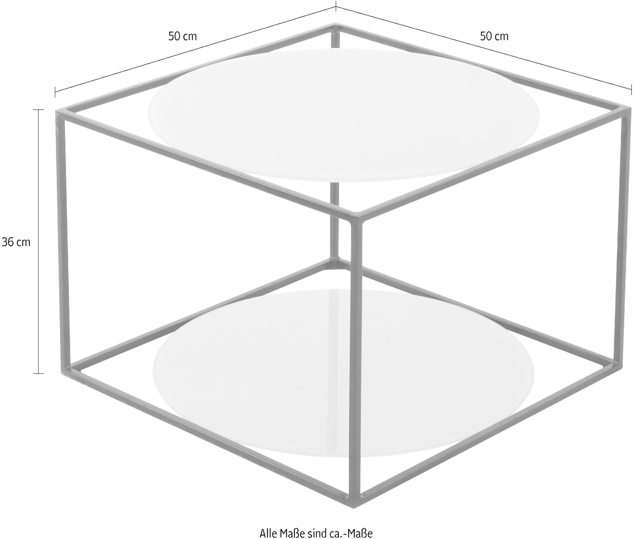 Kayoom Beistelltisch »Cody, Beistelltisch in Würfelform, offenes, modernes Design« 1 Stk. tlg. moderne Kubusform mit runden Ablageflächen aus Glas