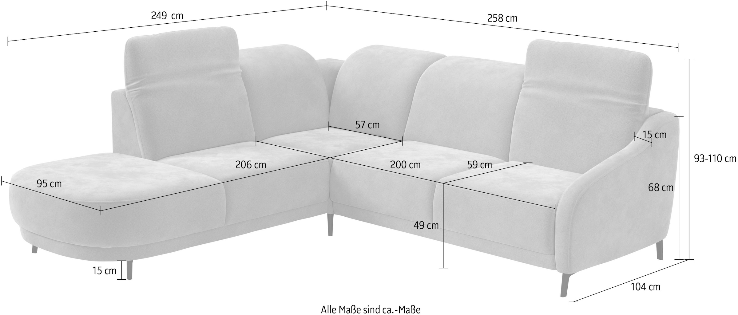 sit&more Ecksofa »Blues L-Form« wahlweise mit Klapptisch und USB
