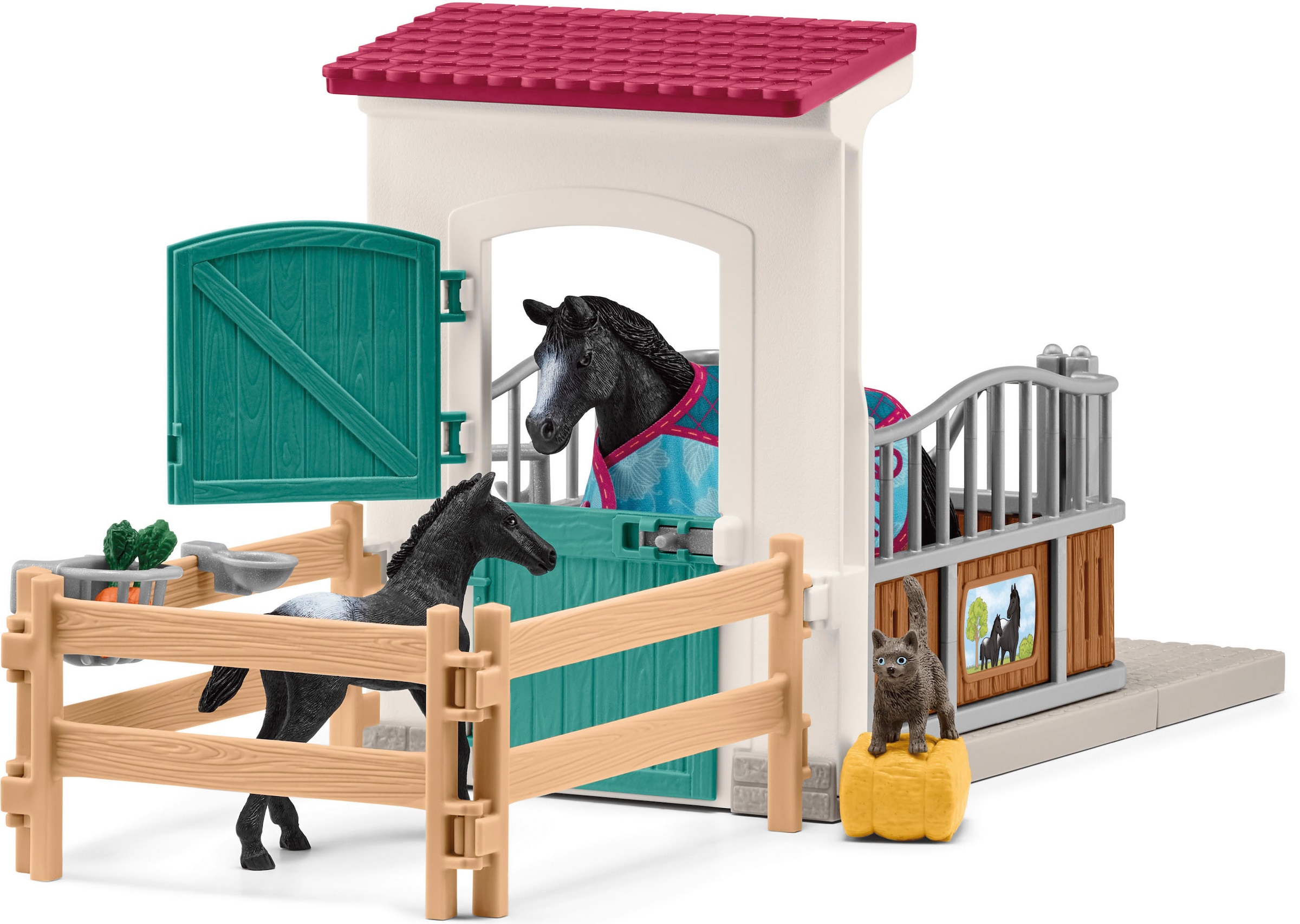 Schleich® Spielwelt »HORSE CLUB, Pferdebox mit Stute und Fohlen (42611)«