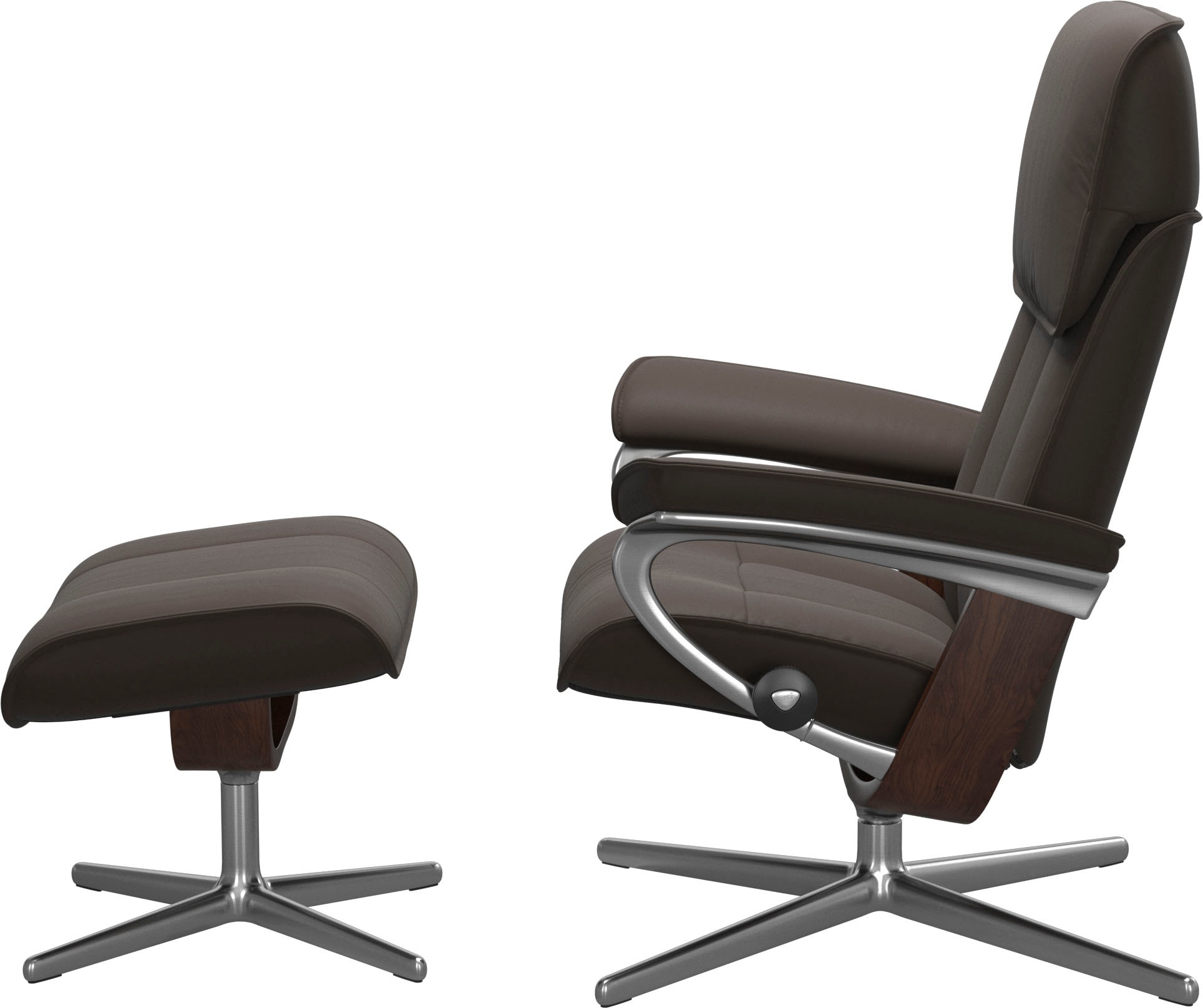Stressless® Relaxsessel »Admiral«, (Set, Relaxsessel inkl. Hocker), mit Cross Base, Größe M & L, Holzakzent Braun
