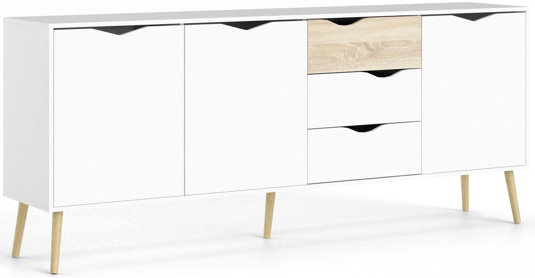 andas Kommode »Oslo, Sideboard, Aufbewahrung, Schubladenschrank, Stauraum«, Breite 196 cm, Höhe 82 cm, 3 Türen und 3 Schubladen