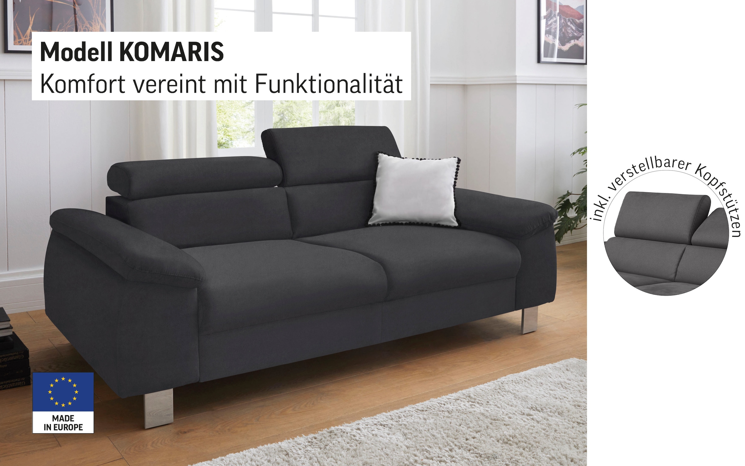 COTTA 3-Sitzer »Komaris«, mit Kopfteilverstellung