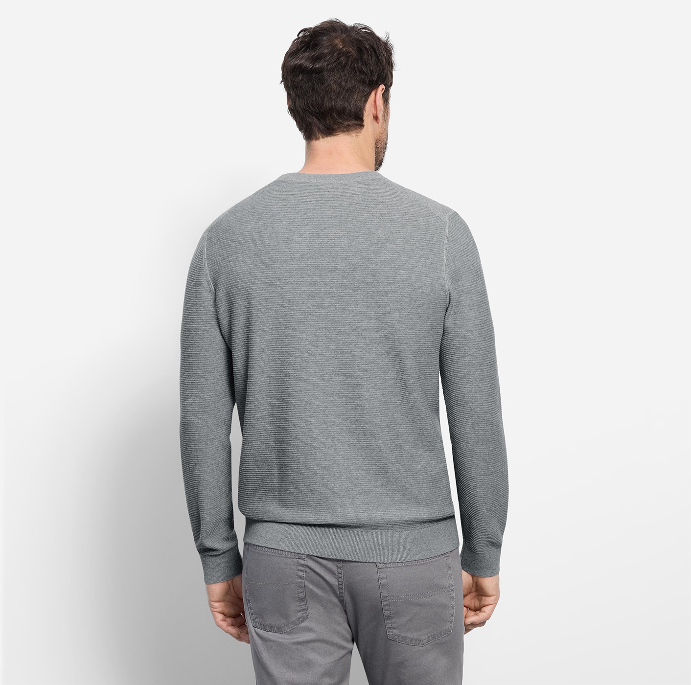 OLYMP Rundhalspullover »OLYMP Strick Casual« mit modischem Strukturmuster