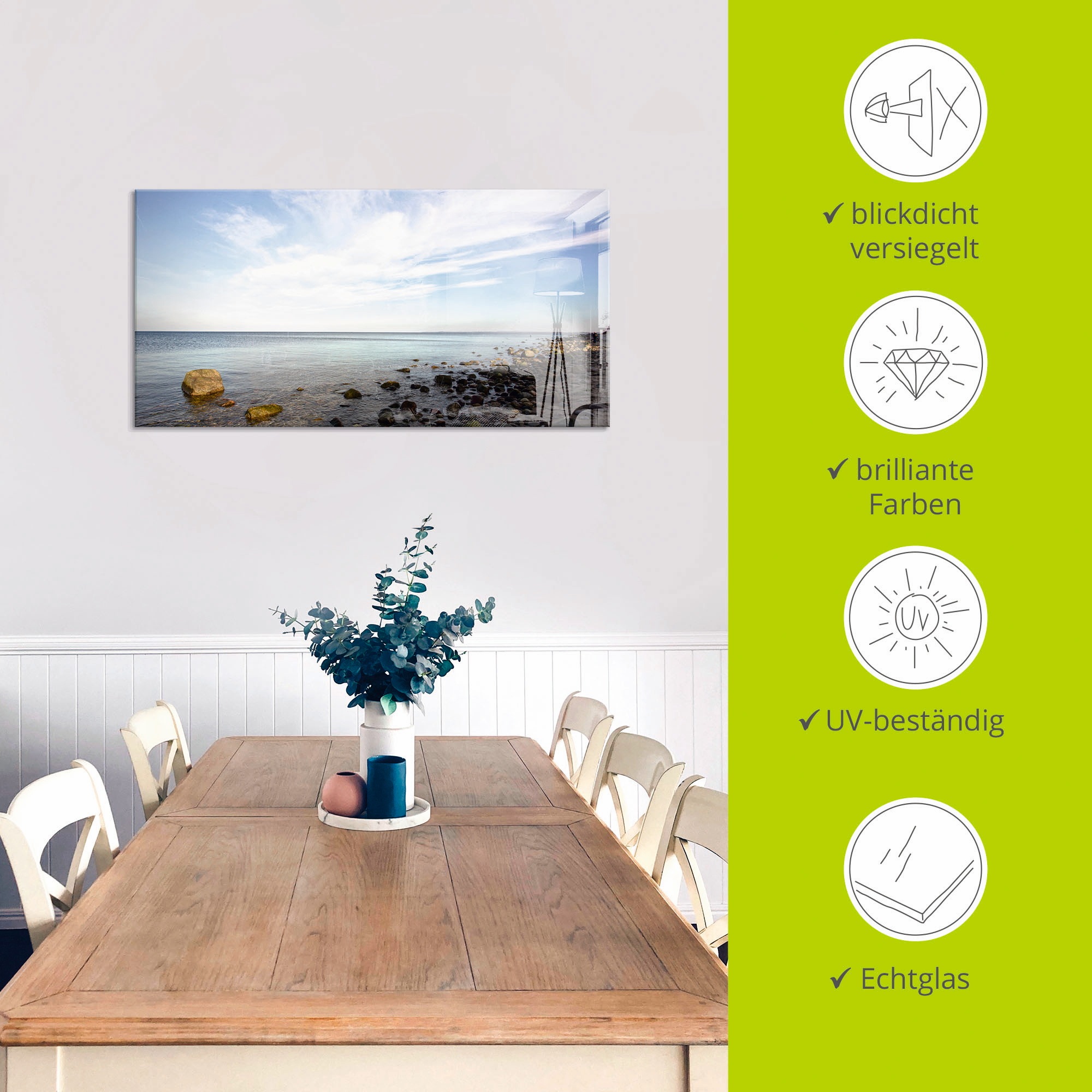 Artland Glasbild »Brodtener Ufer« Strand 1 Stk. tlg. in verschiedenen Größen