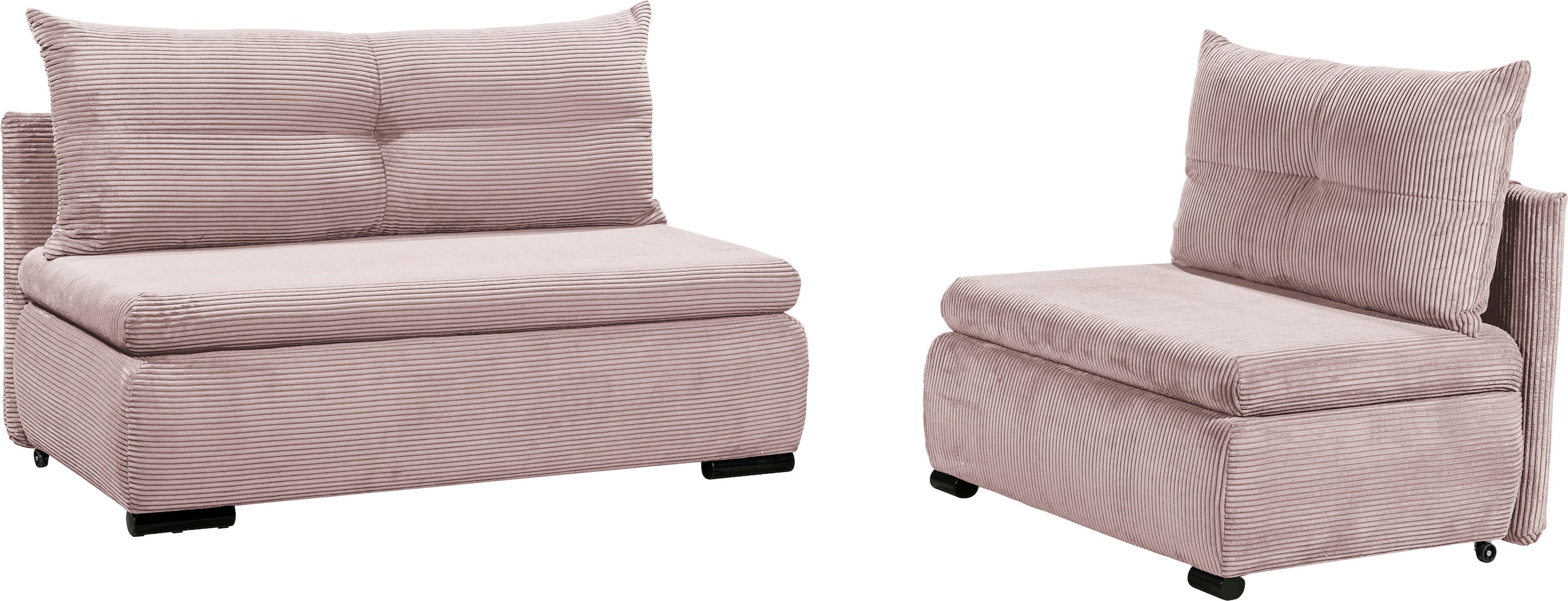 ED EXCITING DESIGN Schlafsofa »Charlie«, frei im Raum stellbar, mit Bettkasten, Schlaffunktion & 1 Rückenkissen