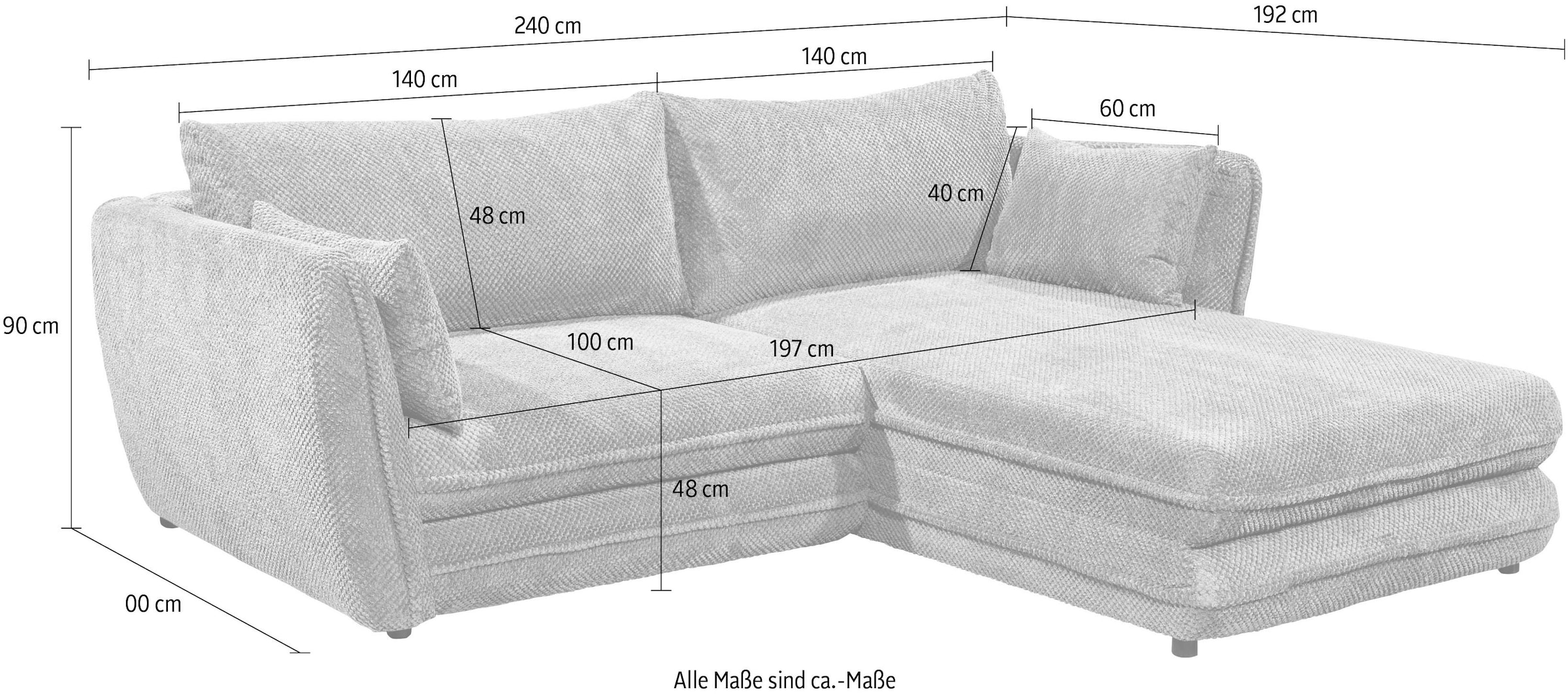 ED EXCITING DESIGN Ecksofa »Stanley«, frei im Raum stellbar, mit Schlaffunktion und Bettkasten