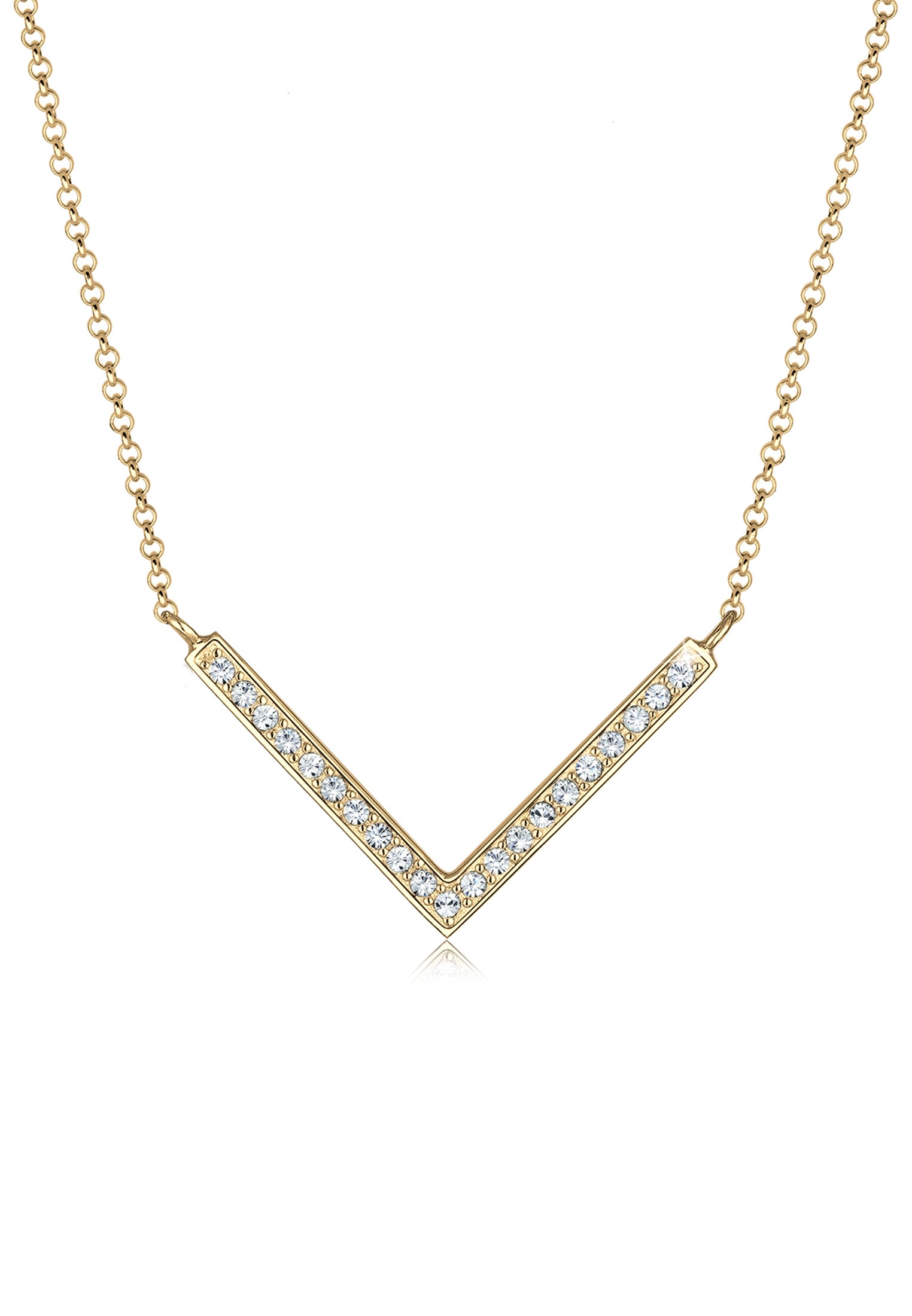 Elli Silberkette »Halskette V-Kette Kristalle 925 Silber«