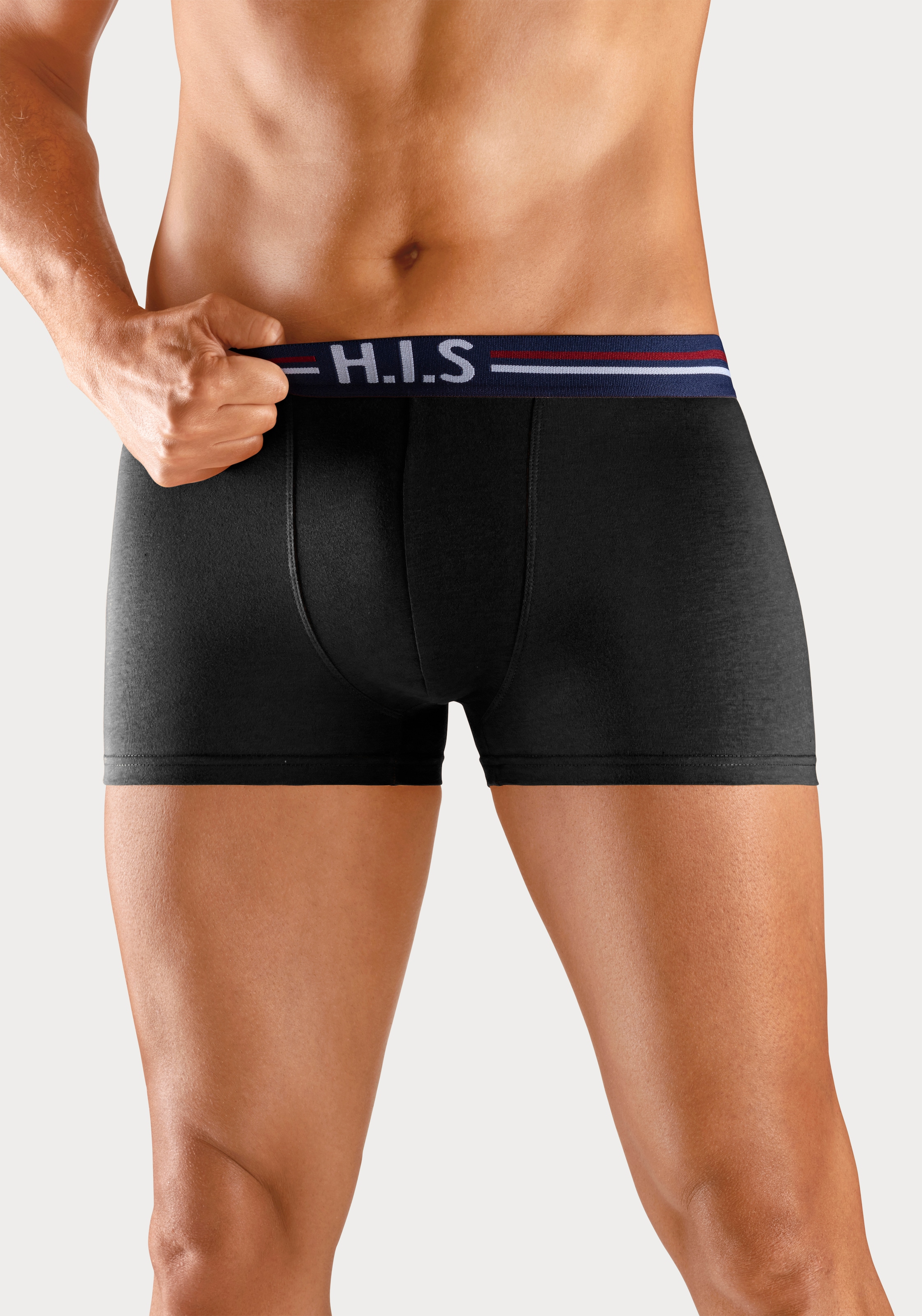 H.I.S Boxer »Boxershorts für Herren«, (Packung, 5 St.), mit Streifen und Markenlogo im Bund