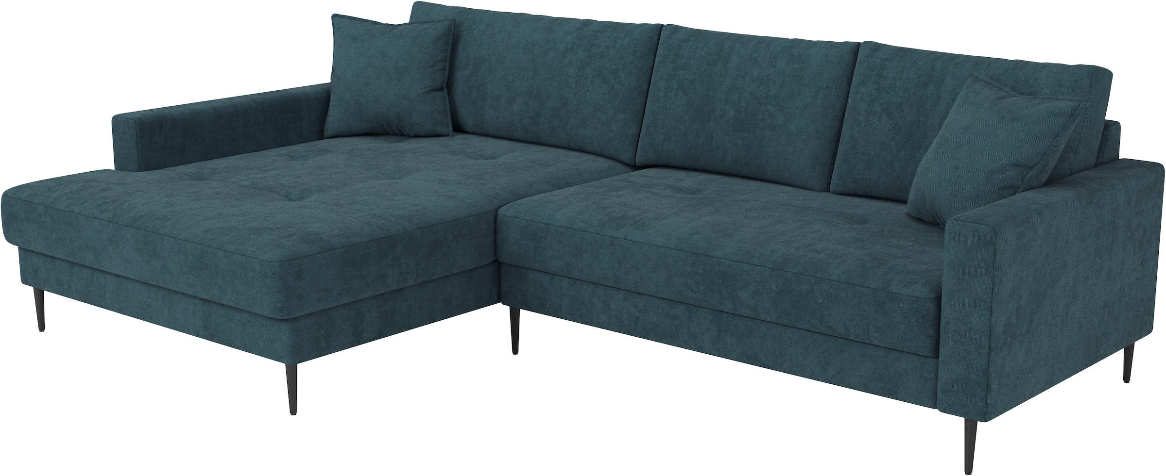 OTTO home Ecksofa »Summer L-Form, B: 280cm, in Cord & Struktur« wahlweise mit Kopfstützen, schwarze Metallfüße