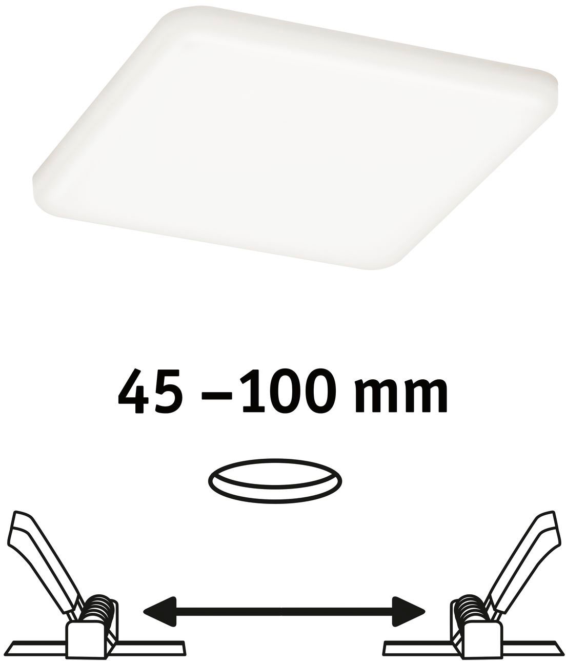 Paulmann LED Einbauleuchte »LED Einbaupanel Veluna VariFit IP44 eckig 125x125mm 8,5W 4.000K Satin«, 1 flammig, LED Einbaupanel Veluna VariFit IP44 eckig 125x125mm 8,5W 4.000K Satin