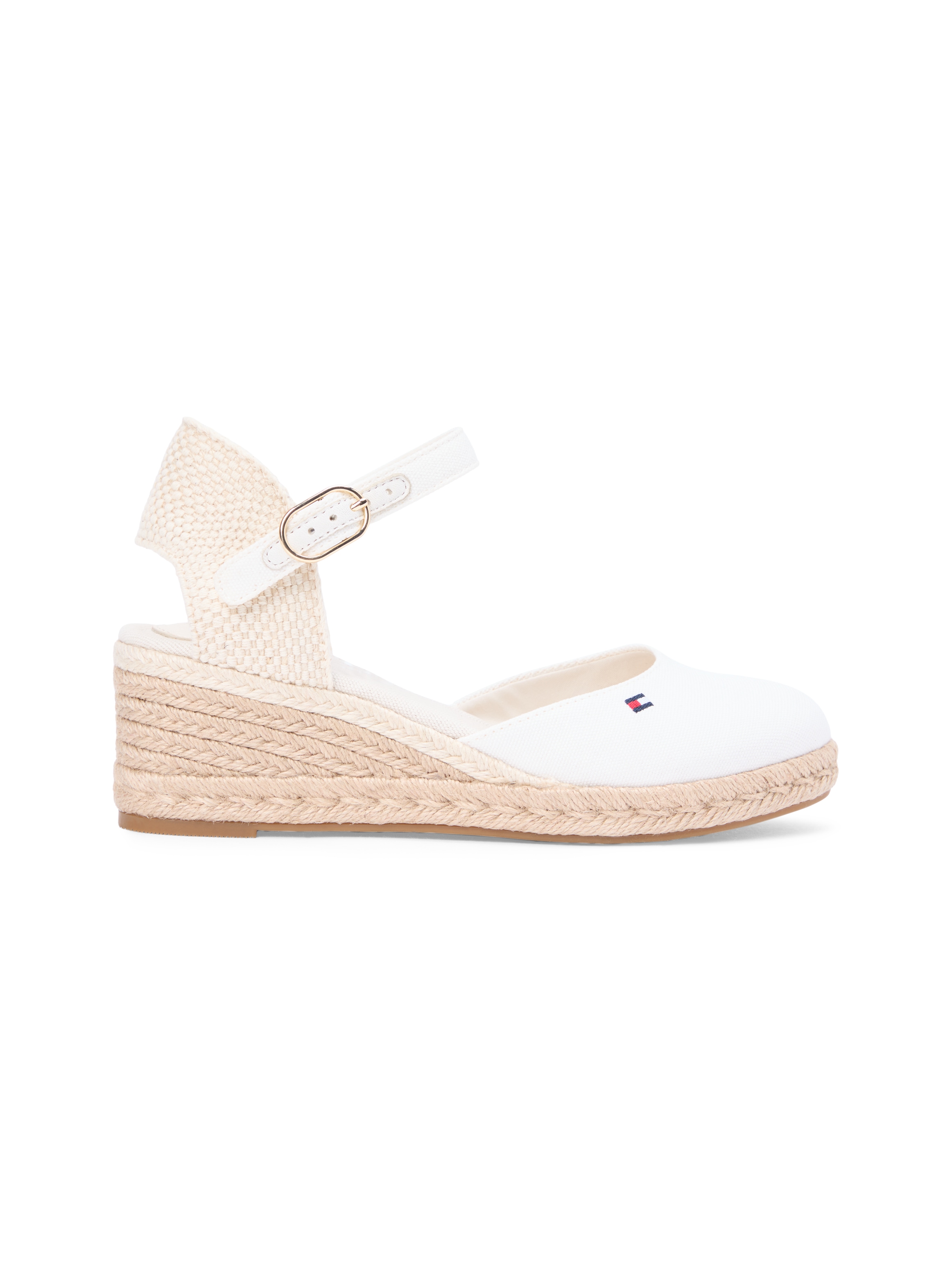 Tommy Hilfiger Keilsandalette »MID WEDGE ESPAD CLOSED TOE«  Plateau, Sommerschuh mit verstellbarer Schnalle, schmale Form