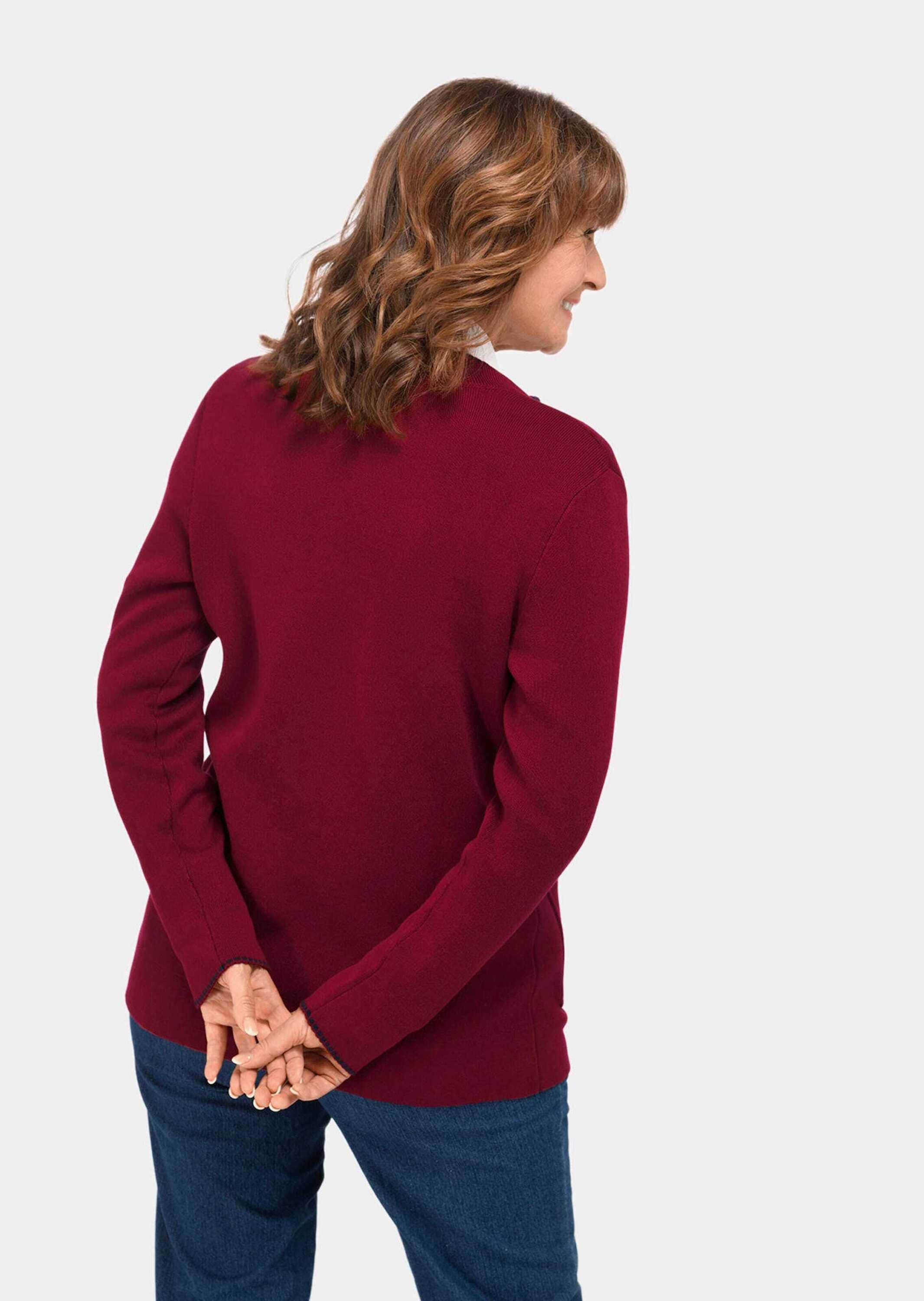 GOLDNER Strickjacke »Kurzgröße Longstrickjacke mit kontrastfarbenen Zierkanten«