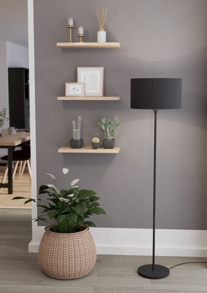 EGLO Stehlampe »MASERLO 1«, 1 flammig, Leuchtmittel E27 | ohne Leuchtmittel, Stehleuchte aus Stahl und Textil, in Schwarz, mit Tritt-Schalter, E27