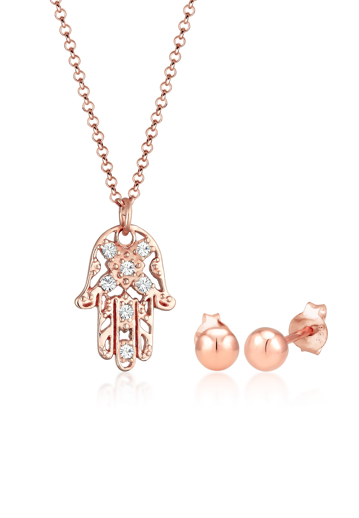 Elli Ohrring und Ketten Set »Schmuckset Hand der Fatima Kugel Set 925 Silber, mit Kristallen von Swarovski®«