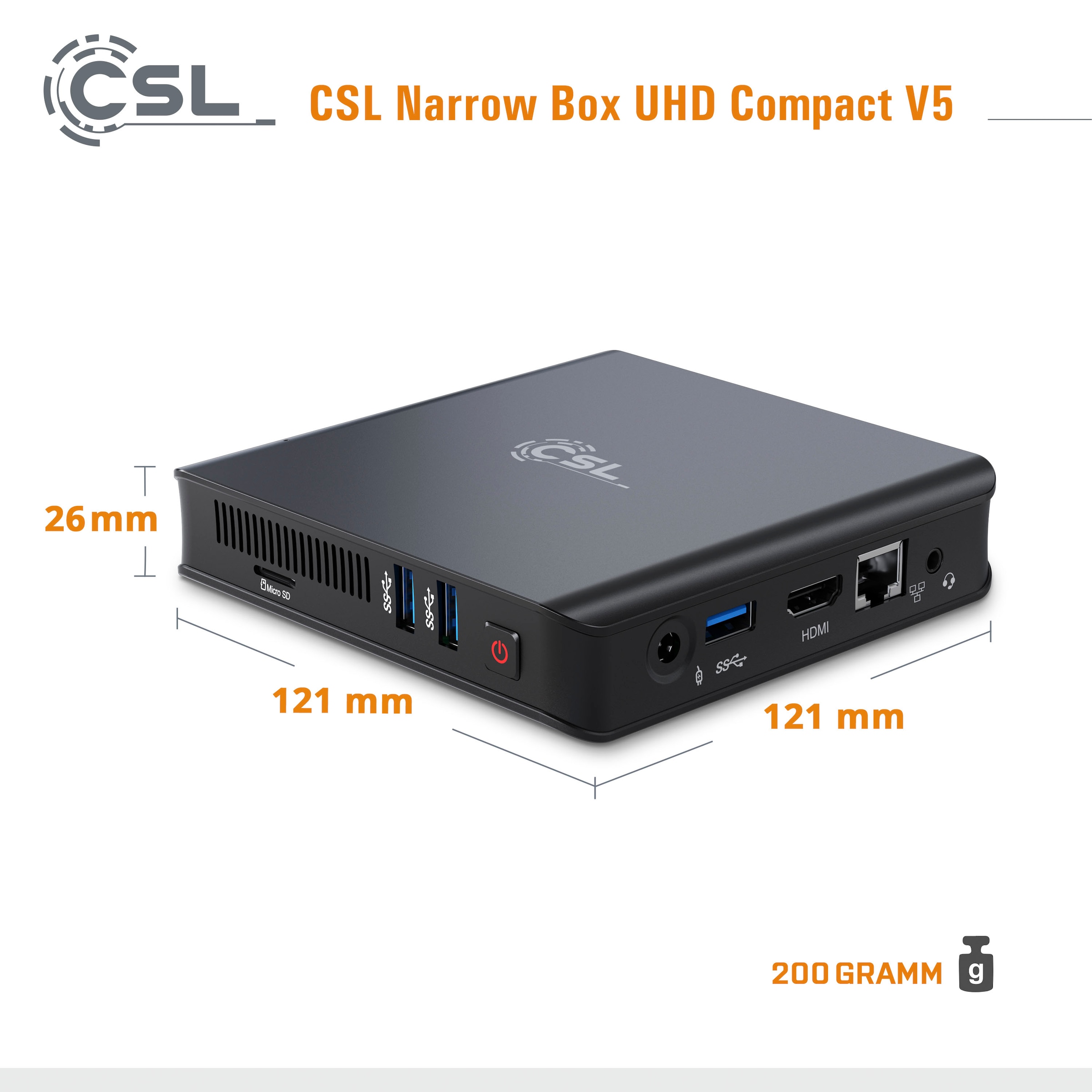 CSL Mini-PC »Narrow Box Ultra HD Compact v5«