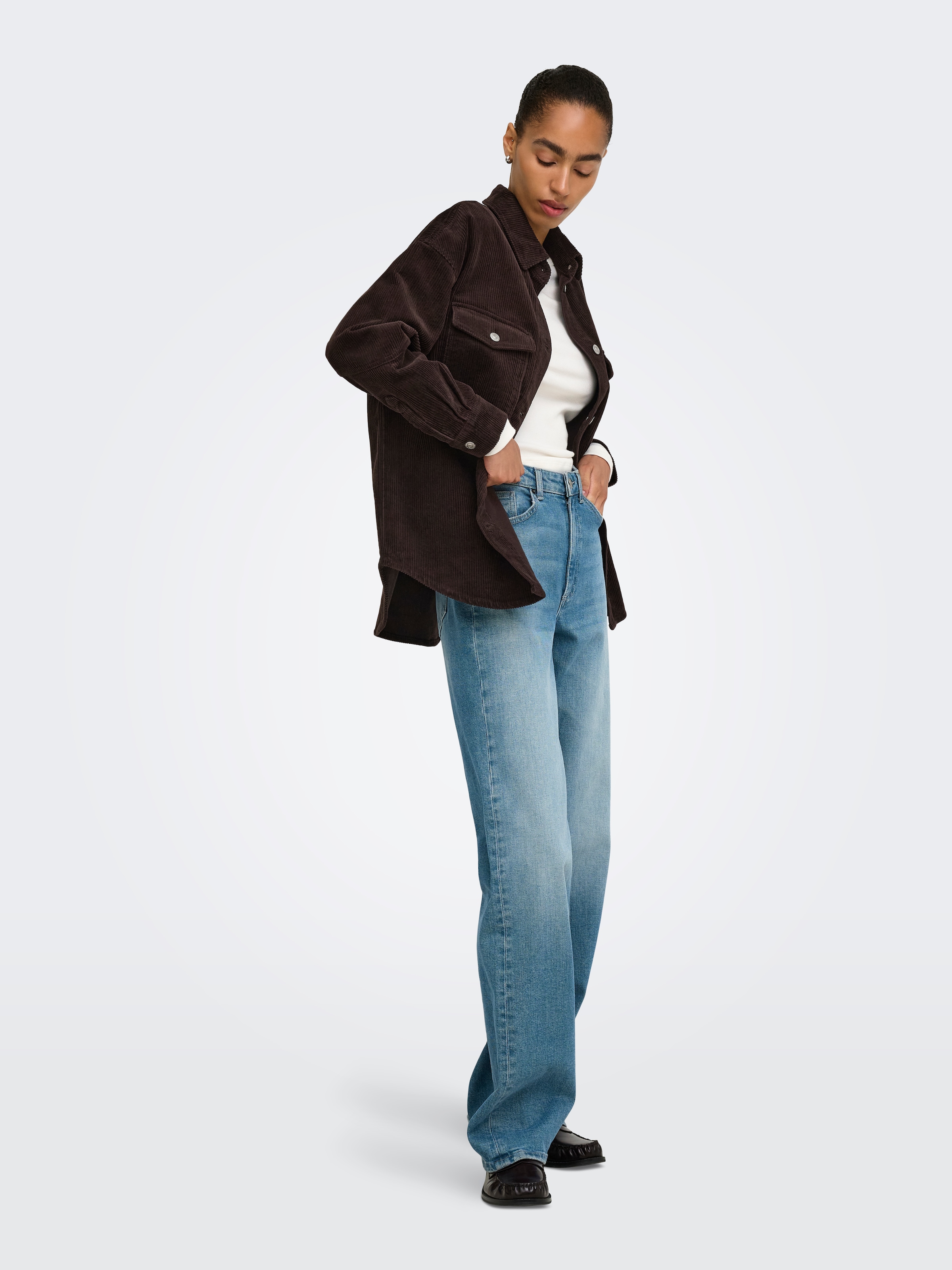 ONLY Hemdbluse »ONLTIGGY L/S CORD SHACKET PNT« Baumwolle, oversize