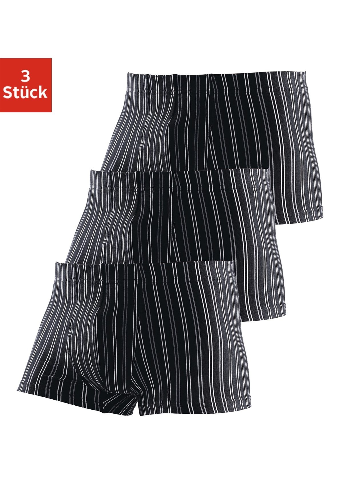 le jogger® Boxer, (3 St.), mit garngefärbten Streifen