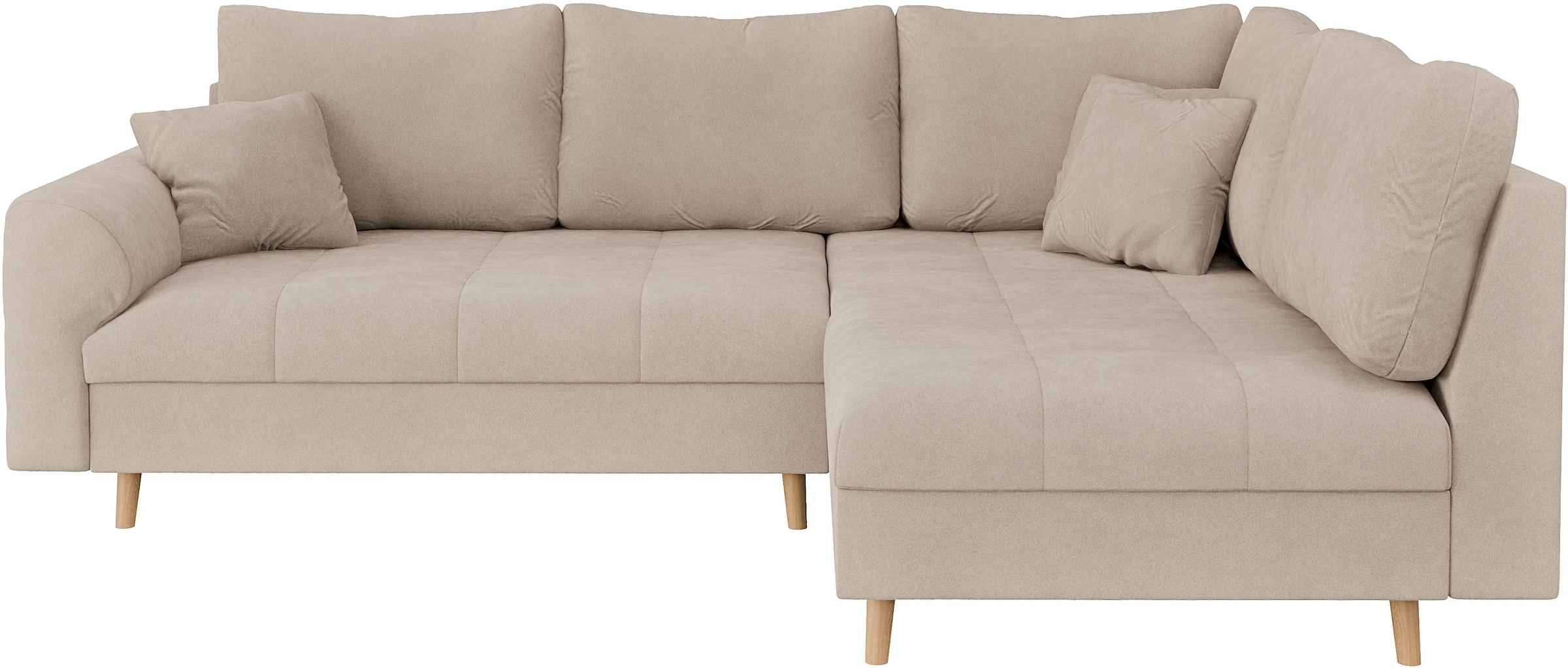 Home affaire Ecksofa »CHARRE L-Form mit Ottomane, Maße B/T/H: 231/161/81 cm«, feine Steppung, lose Rücken- und Zierkissen, auch in Cord und Bouclé