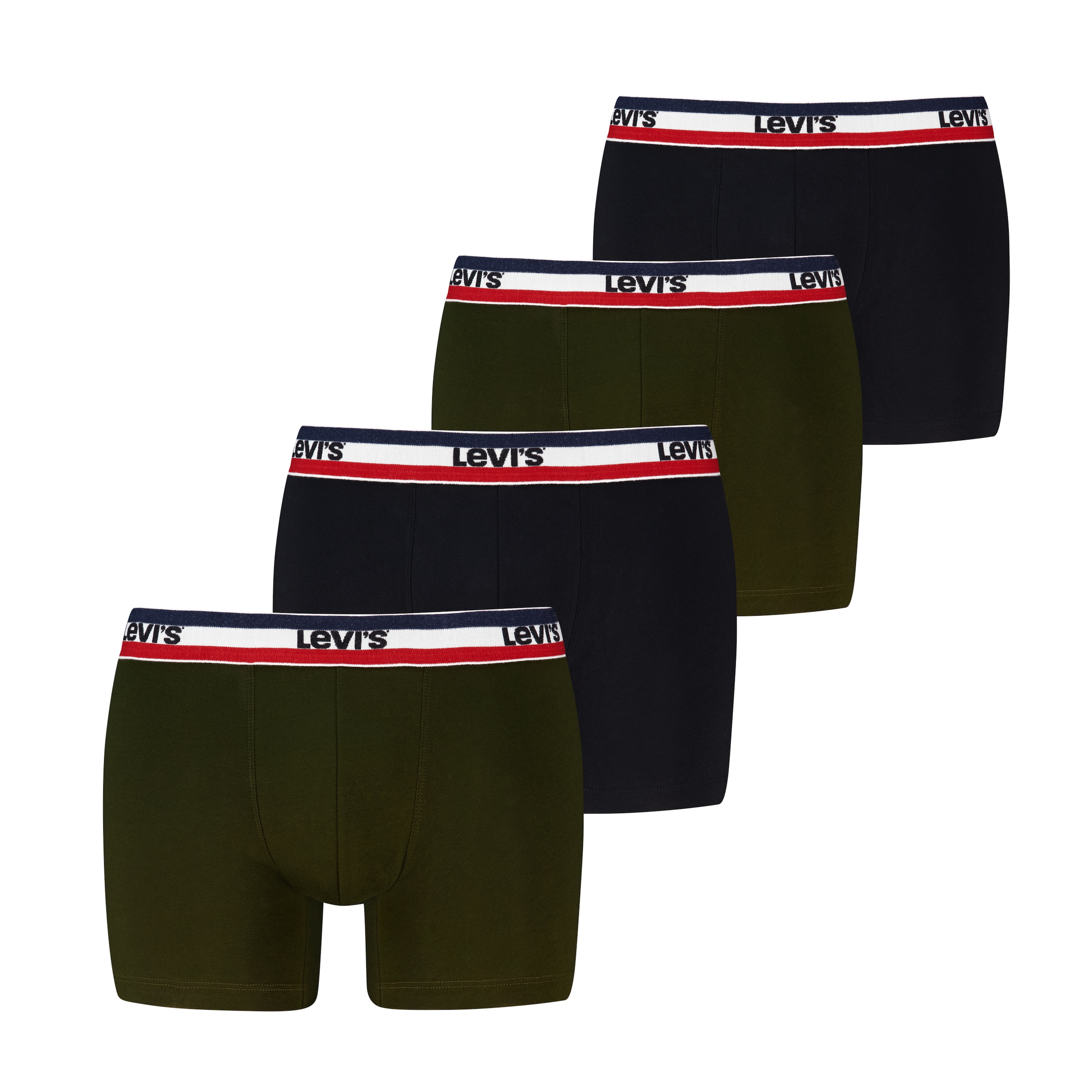 Levi's® Boxershorts »LEVIS MEN REPEAT SPW LOGO BOXER BRIEF« 4er Pack,  mit gestreiftem Logobund, ohne Eingriff