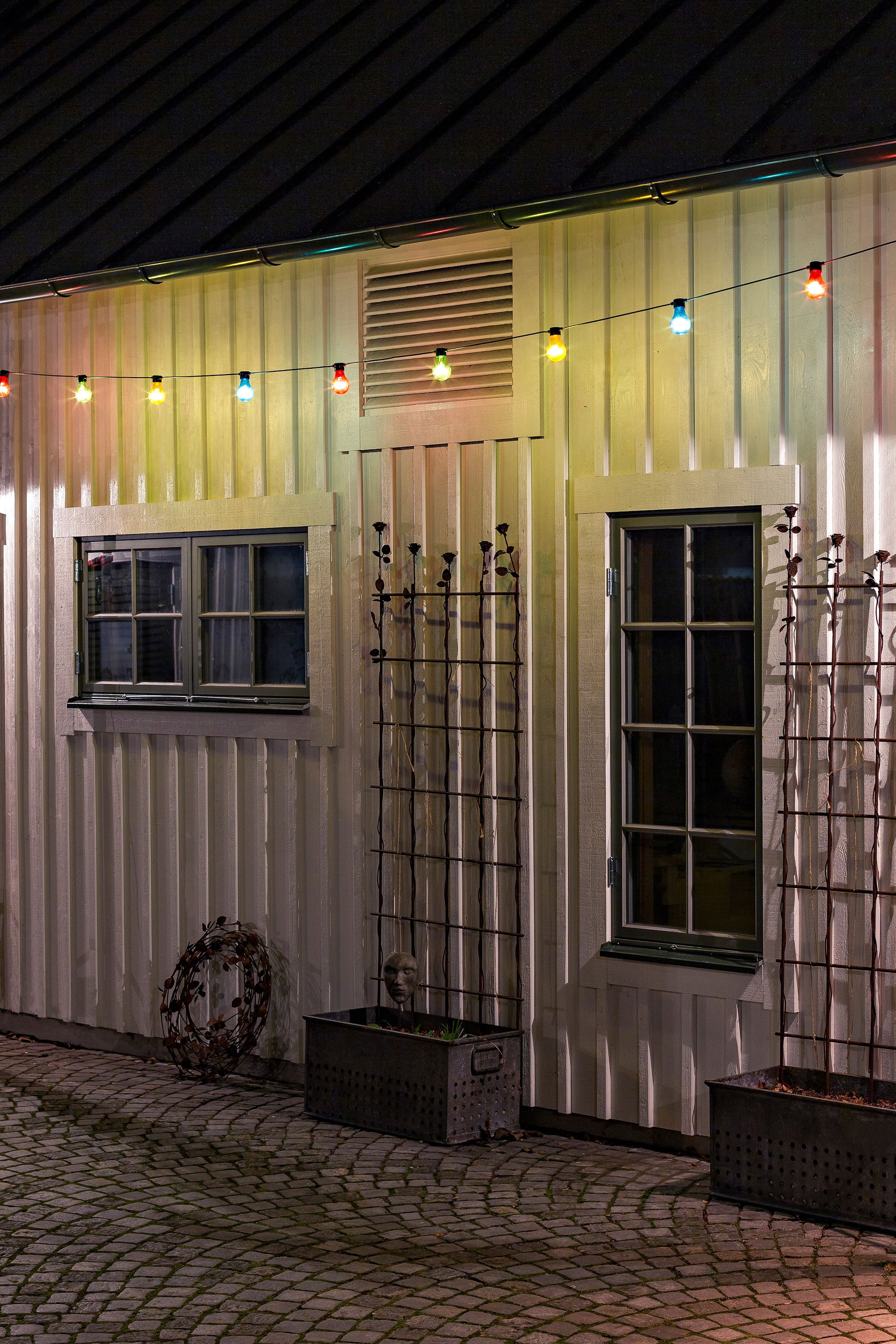 KONSTSMIDE LED-Lichterkette »Weihnachtsdeko Biergartenkette, bei OTTO 20 / bunte 20 LED weiße Birnen aussen«, 160 Dioden St.-flammig, warm