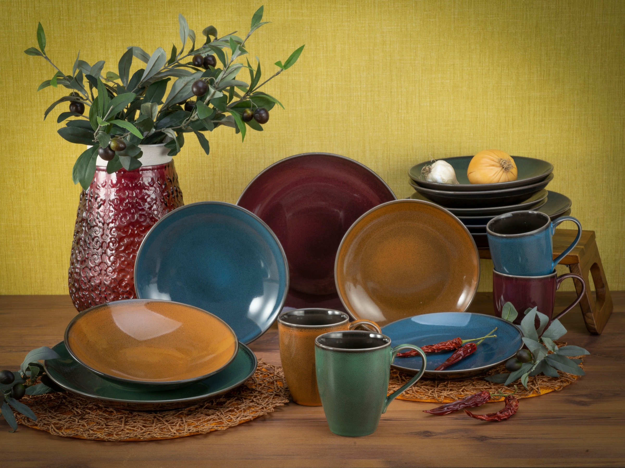CreaTable Kombiservice »Geschirr-Set Marrakesch«, (Set, 16 tlg., Kaffeeservice und Tafelservice im Set, für 4 Personen), Service, mit Vintage Aussenrand, 16 Teile, für 4 Personen