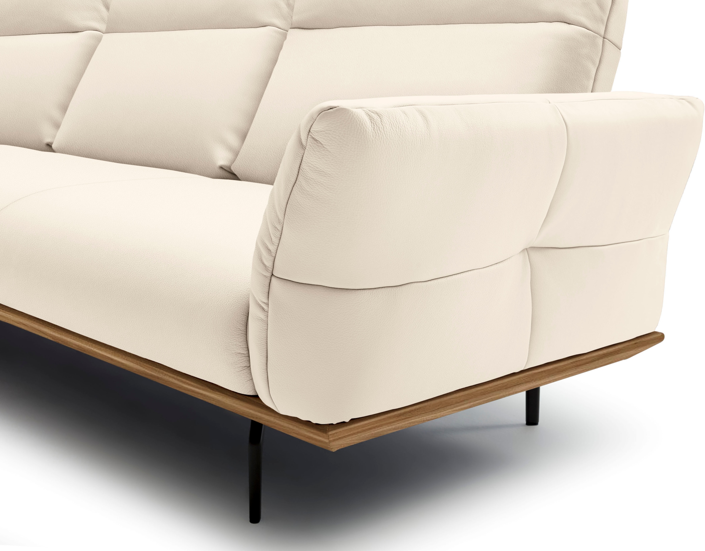 Creation BY ROLF BENZ Ecksofa »CR.460«, Sockel in Nussbaum, Winkelfüße in Umbragrau, Breite 298 cm