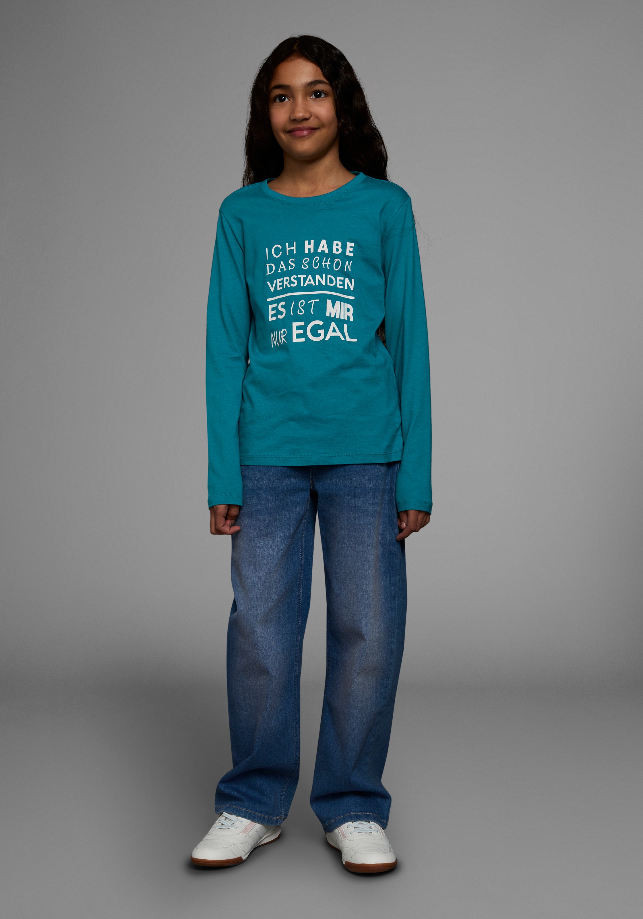 KIDSWORLD Langarmshirt »Ich hab das schon verstanden - es ist mir nur egal«, Langarm, Basic-Passform, mit Statements/Sprüchen