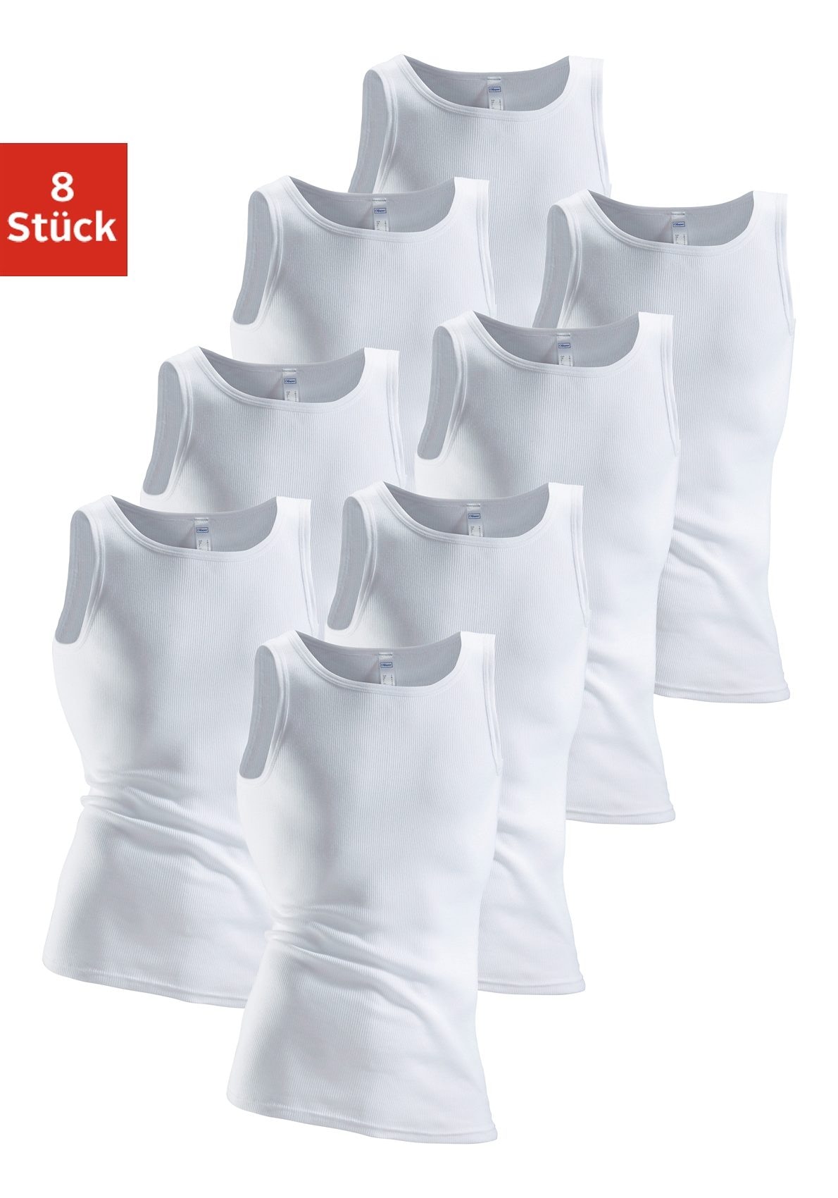 Clipper Herren Unterhemd 8 Stk. tlg. in weiß, Größe 7