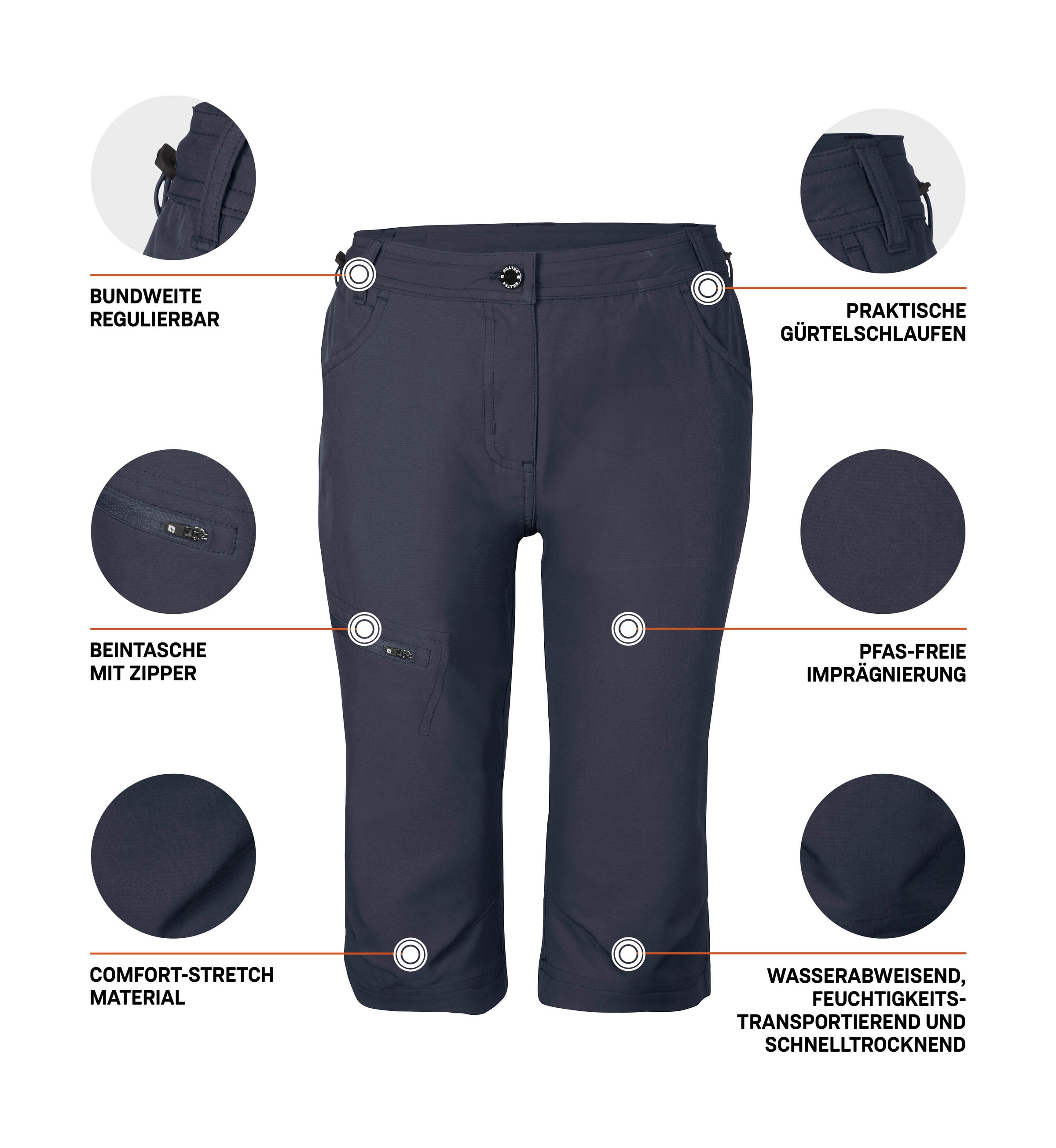 Killtec Caprihose »KOS 4 WMN PNTS«, Wasserabweisende, schnelltrocknende Caprihose mit Comfort-Stretch