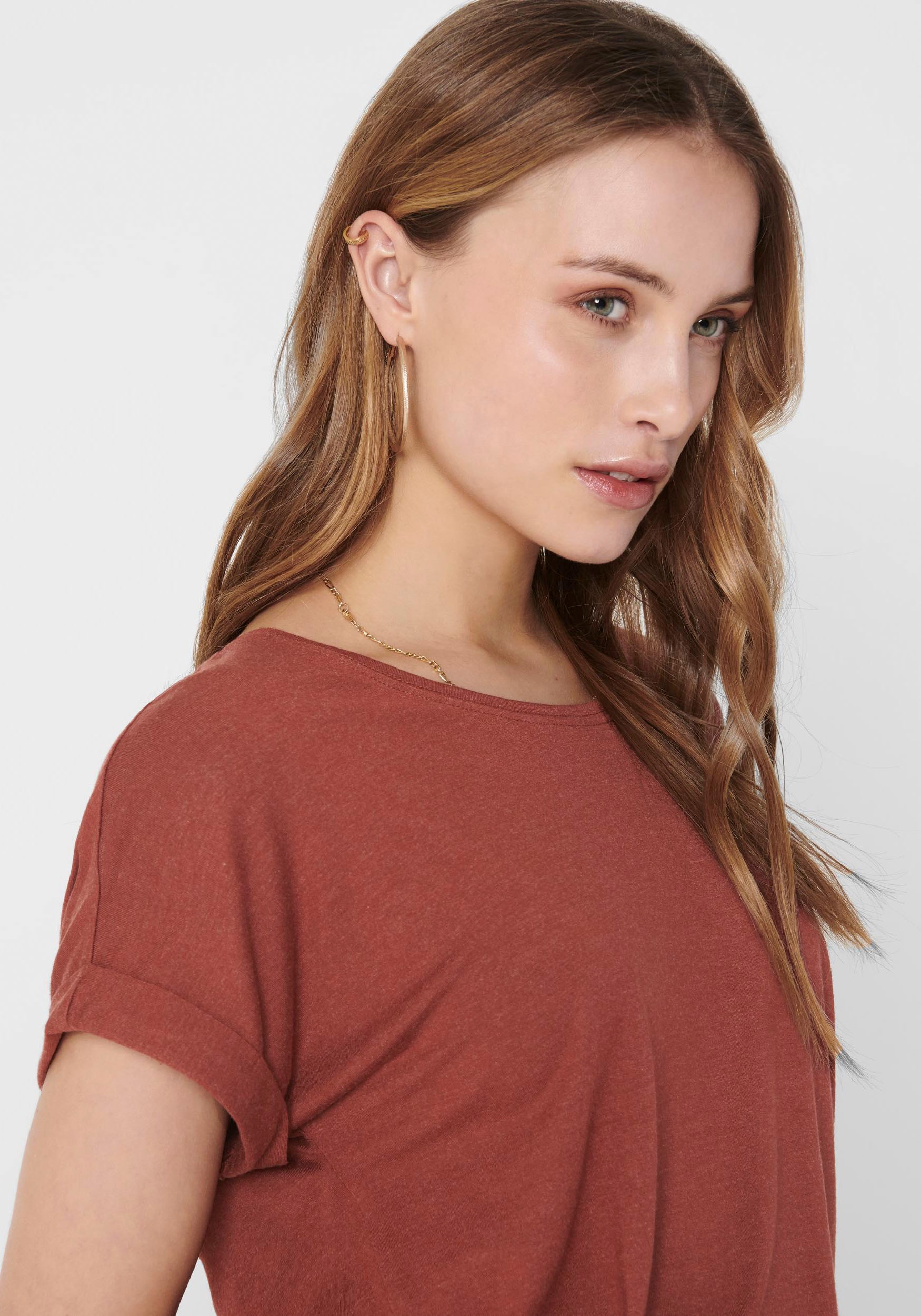 ONLY T-Shirt »ONLMOSTER S/S O-NECK TOP NOOS JRS«, mit Aufschlag am Arm