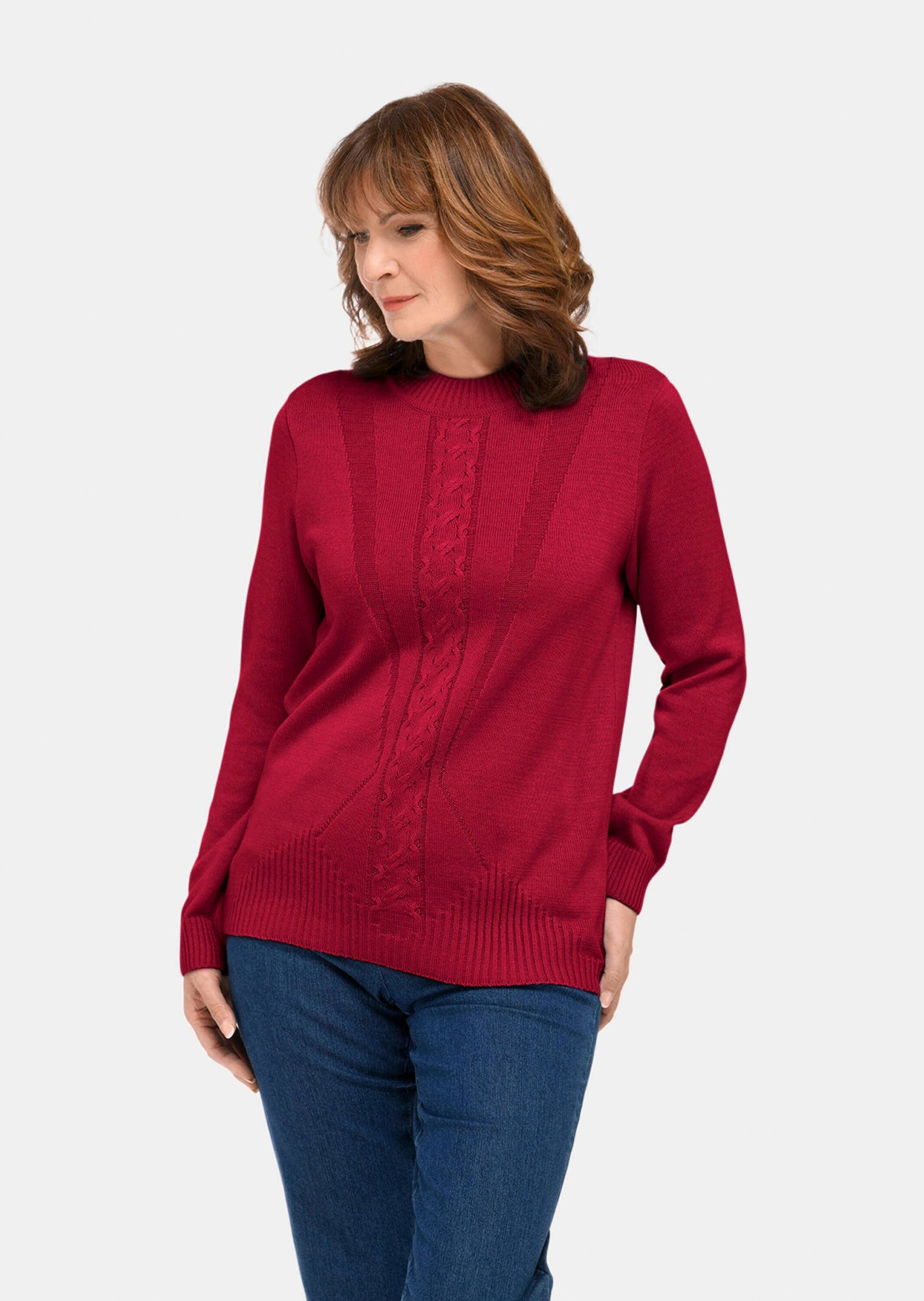 GOLDNER Rundhalspullover »Pullover mit streckendem Zopfmuster«