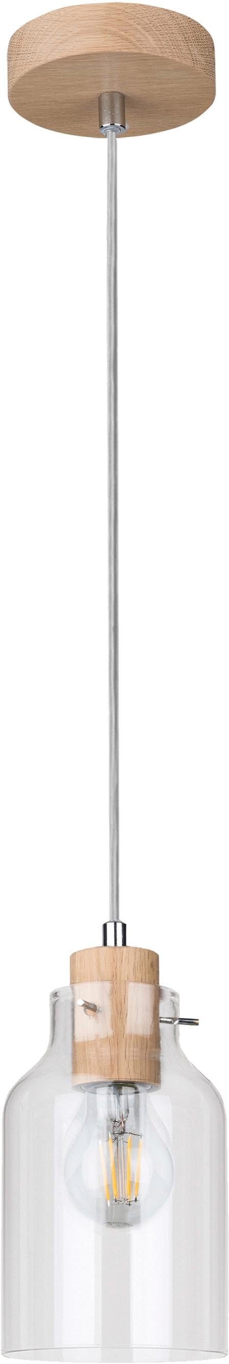 SPOT Light Pendelleuchte »ALESSANDRO«, E27, Hängeleuchte, Wertige Leuchte aus massivem Eichenholz und Glas, Naturprodukt mit FSC®-Zertifikat,passende LM E27/exklusive, Made in Europe