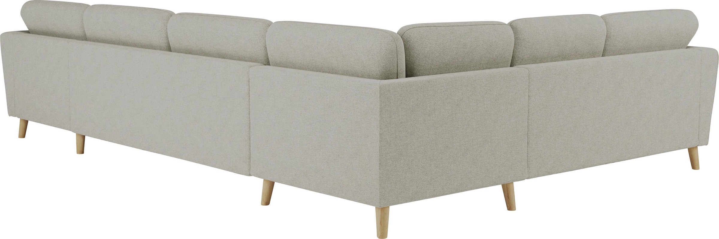 Home affaire Wohnlandschaft »MARSEILLE XXL 349cm, U-Form, Ottomane rechts/links wählbar« Massivholzbeine Eiche, Landhausstil, Wellenunterfederung