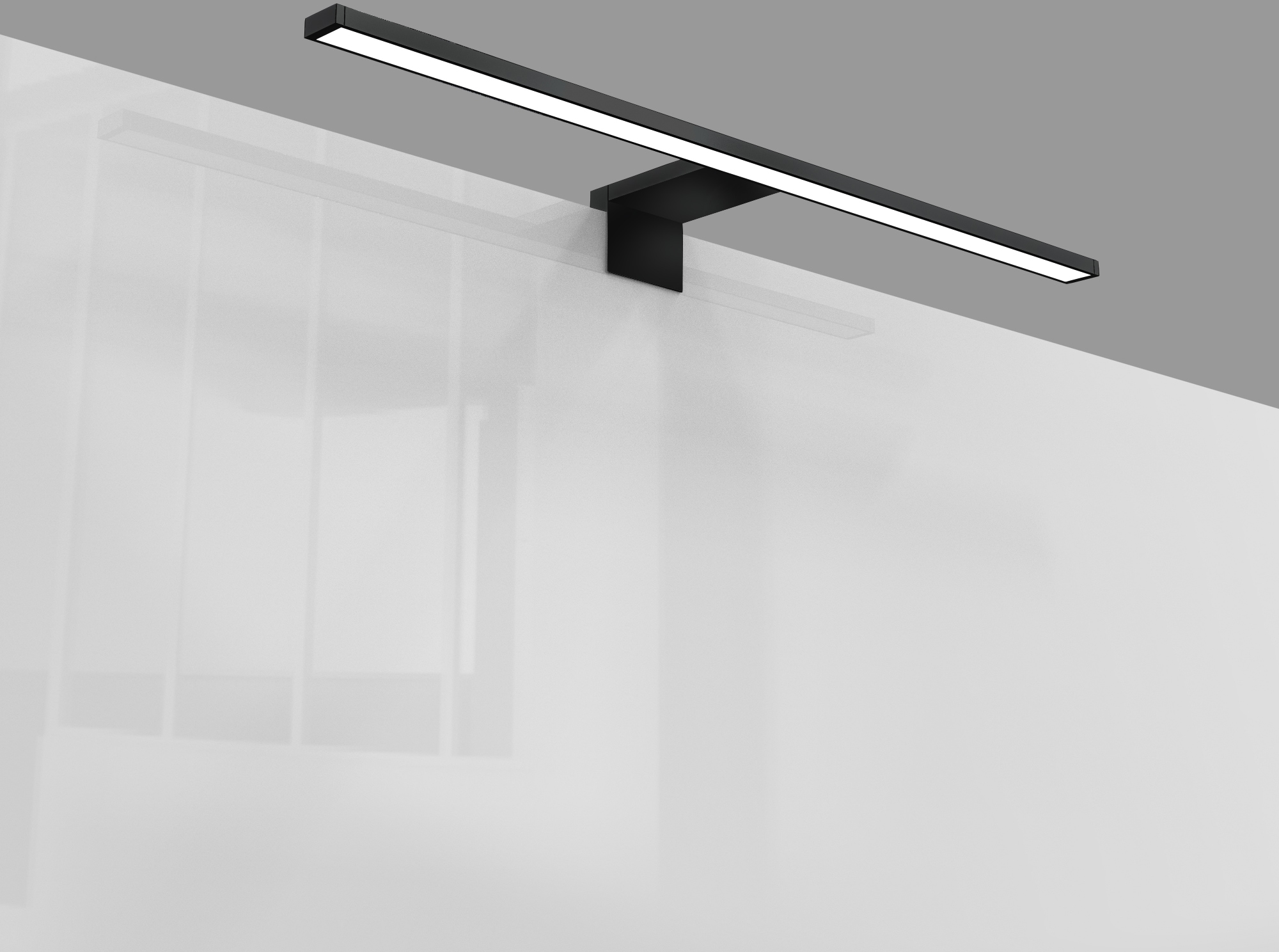 B.K.Licht Spiegelleuchte , Metall-Kunststoff, schwarz, Inkl. LED Platine, 8 Watt, 780 Lumen, 4.000 Kelvin, neutralweißes Licht, nicht dimmbar, inkl. Aufbau- und Spiegelklemme, IP44, 60cm lang
