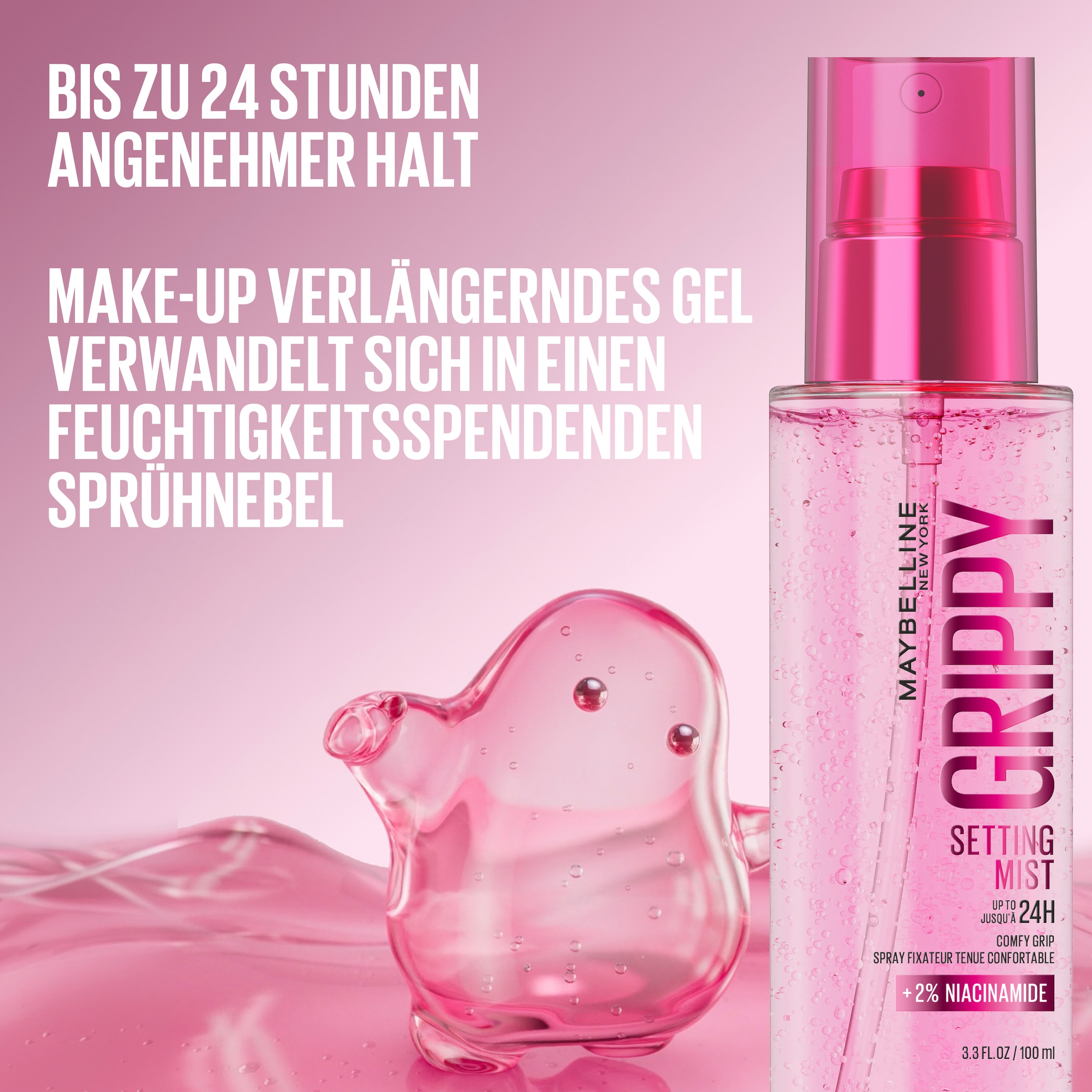 MAYBELLINE NEW YORK Fixierspray »GRIPPY SETTING MIST« mit 24 Stunden Halt und frischem Finish, mit 2% Niacinamid