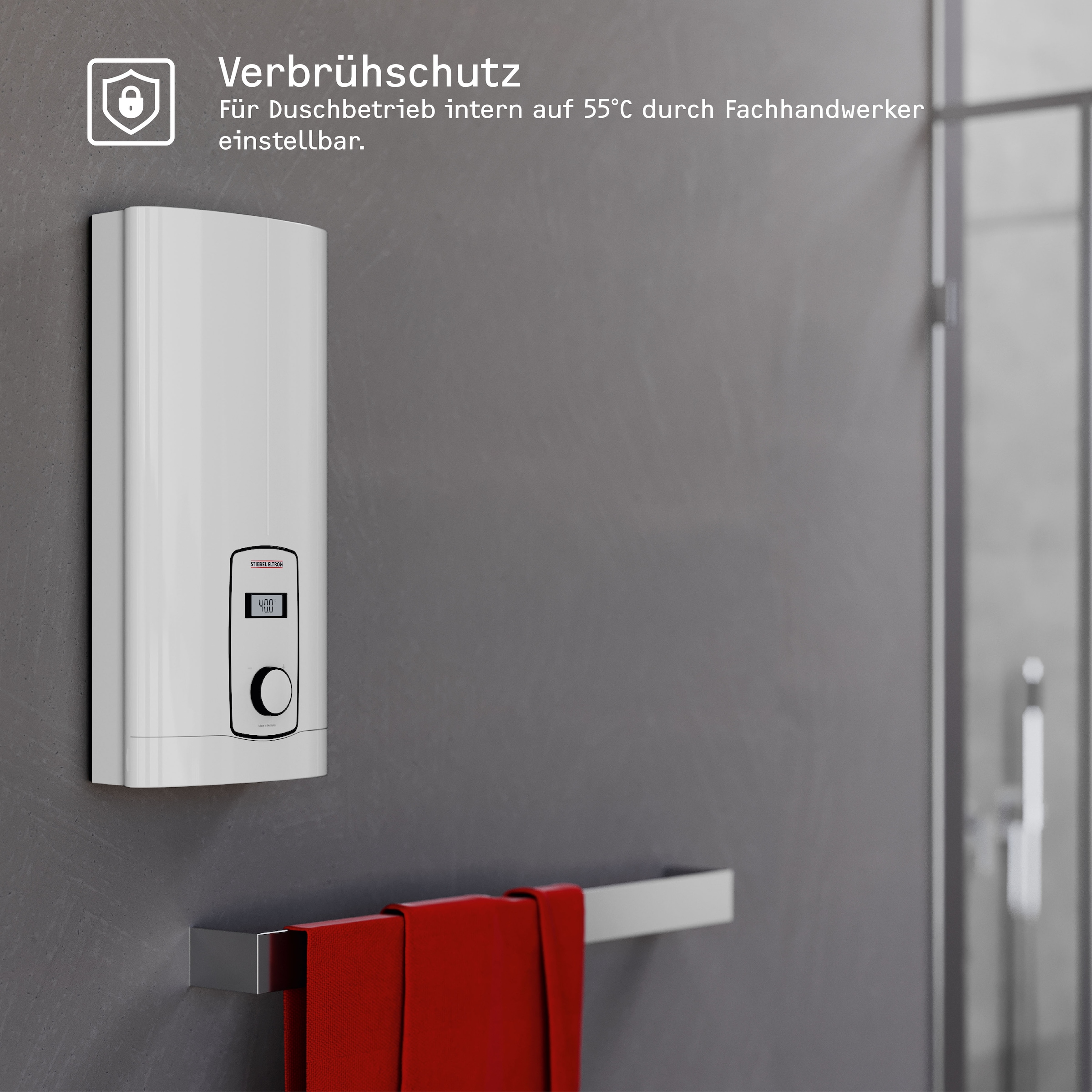 STIEBEL ELTRON Komfort-Durchlauferhitzer »DHB-E 27 kW LCD, gradgenaue Temperaturwahl«, 3i Technologie für konstante Warmwassertemperatur, LC-Display