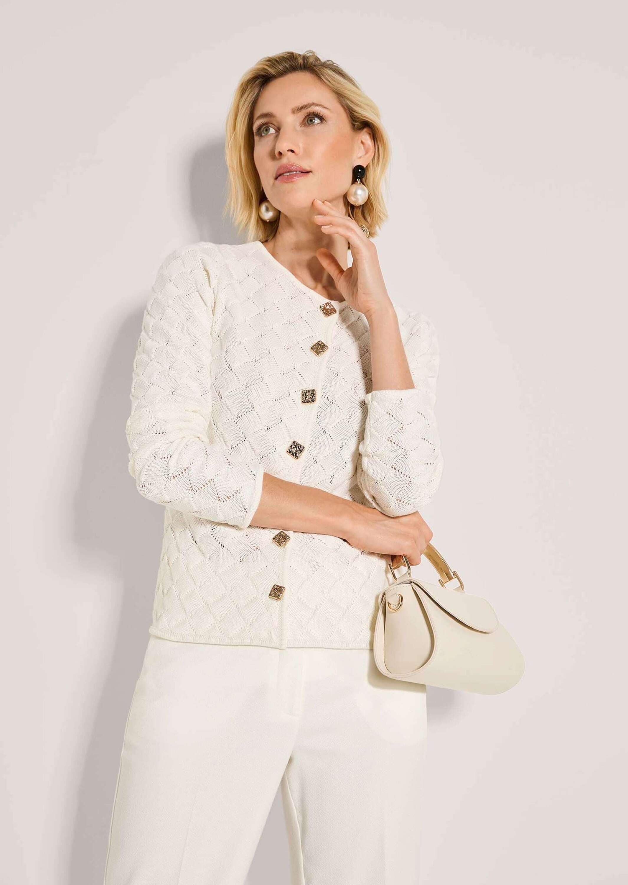 MADELEINE Strickjacke »Strickblazer Edler Struktur-Blazer mit Strickmuster, Langarm« Allover-Strickmuster