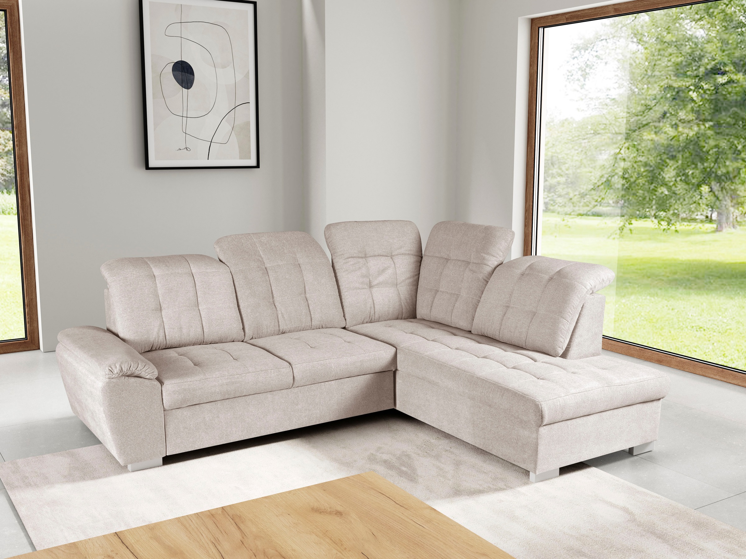 WERK2 Ecksofa »Brindisi, Multifunktion, bequem & komfortabel, Breite 263cm, L-Form« mit verstellbaren Kopfteilen, Bettfunktion & Bettkasten