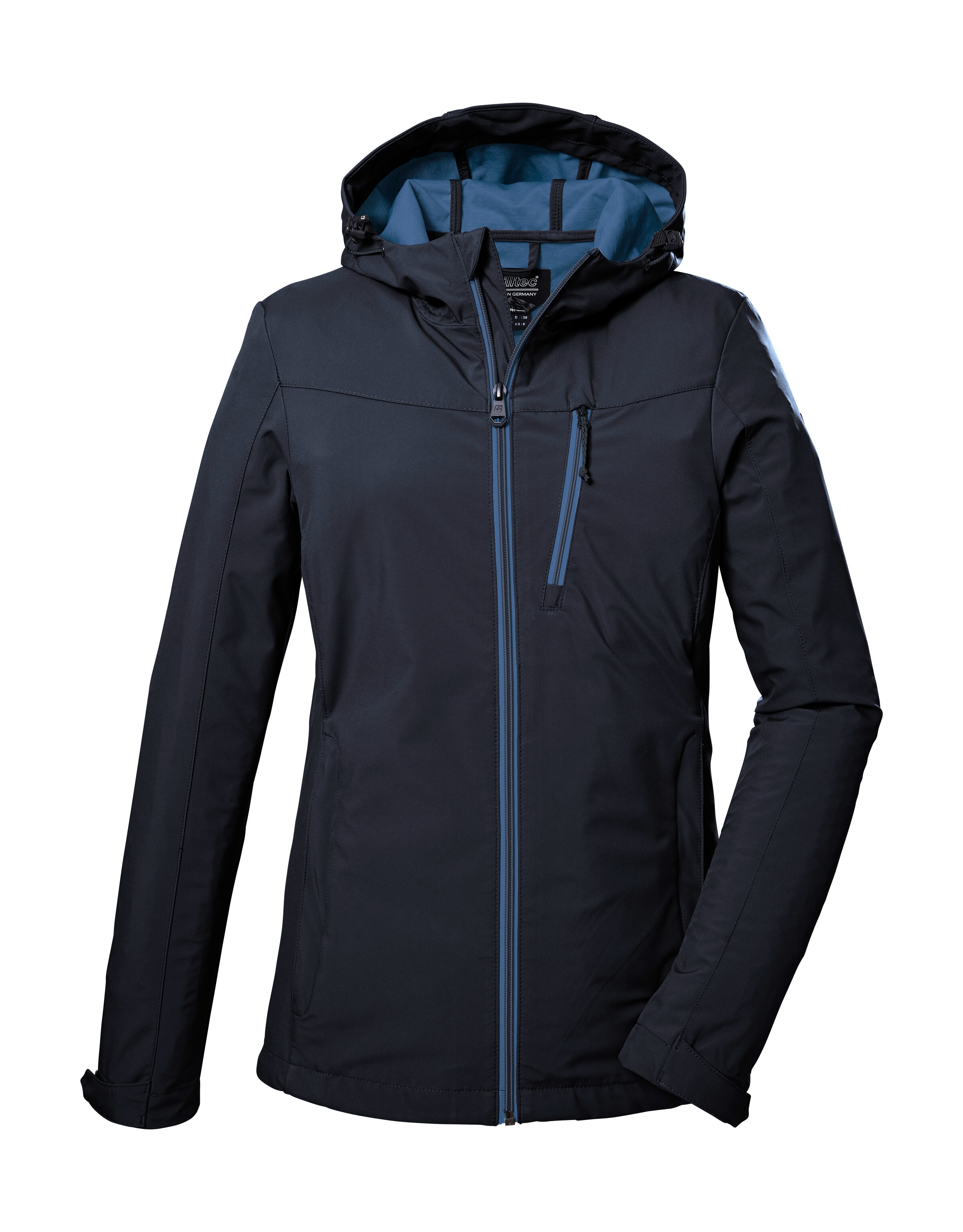 Killtec Damen Softshelljacke »KOS 89 WMN SFTSHLL JCKT« Damen Softshelljacke: Wind-und wasserdicht in blau, Größe 36