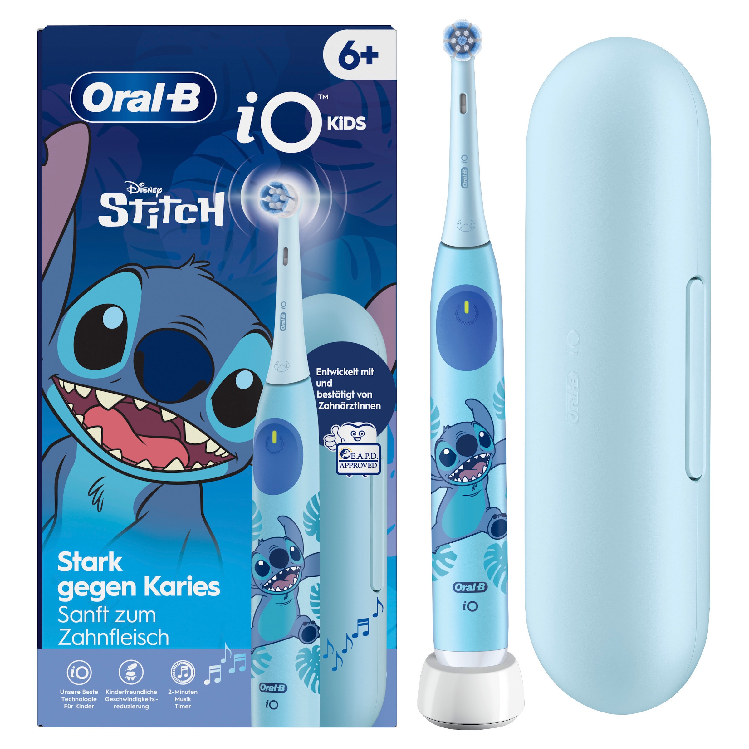 Oral-B Elektrische Kinderzahnbürste »iO Kids 6+ Stitch« 1 Stk. Aufsteckbürsten 1 Reise-Etui, Musik-Timer, 3 Modi, ab 6 Jahren