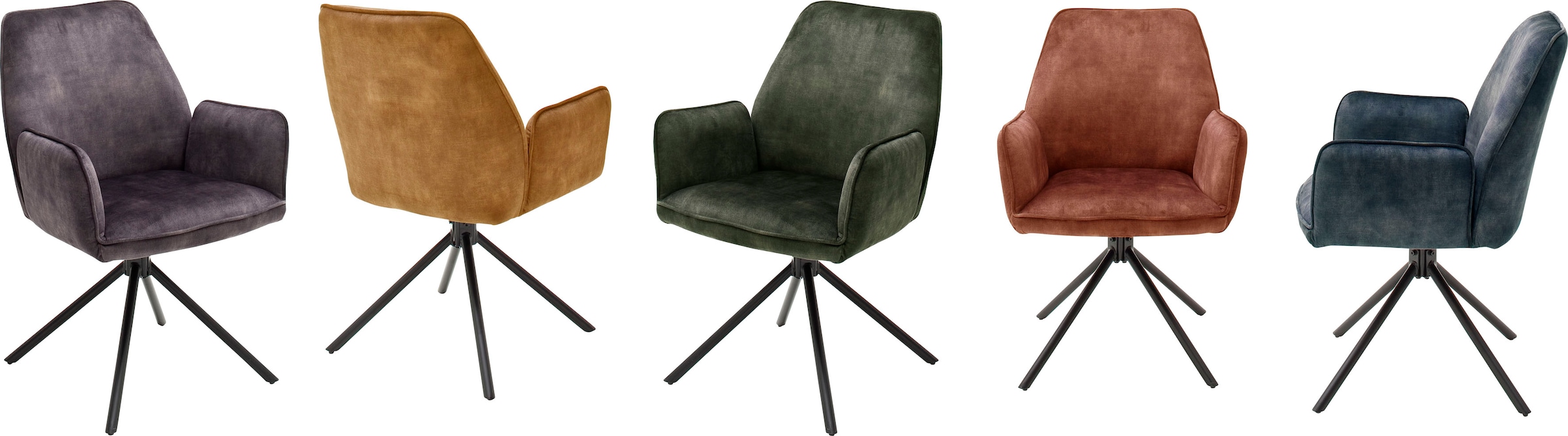 MCA furniture Esszimmerstuhl »Ottawa mit Armlehne« (Set) 2 Stk.Vintage Veloursoptik mit Keder, Stuhl belastbar bis 120 Kg