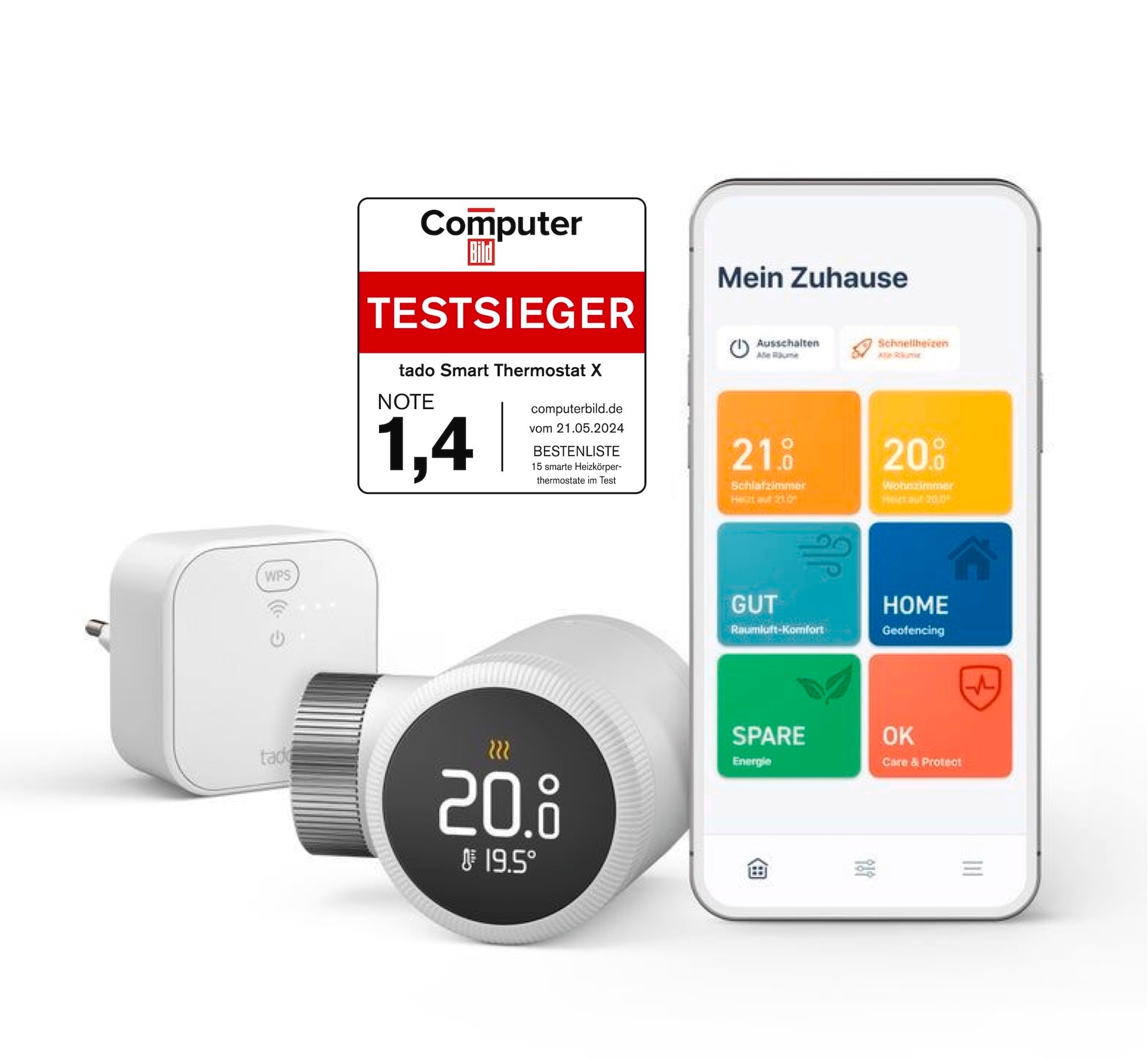 Tado Heizkörperthermostat »SRT StarterKit X Line + Hombli smarte Steckdose«