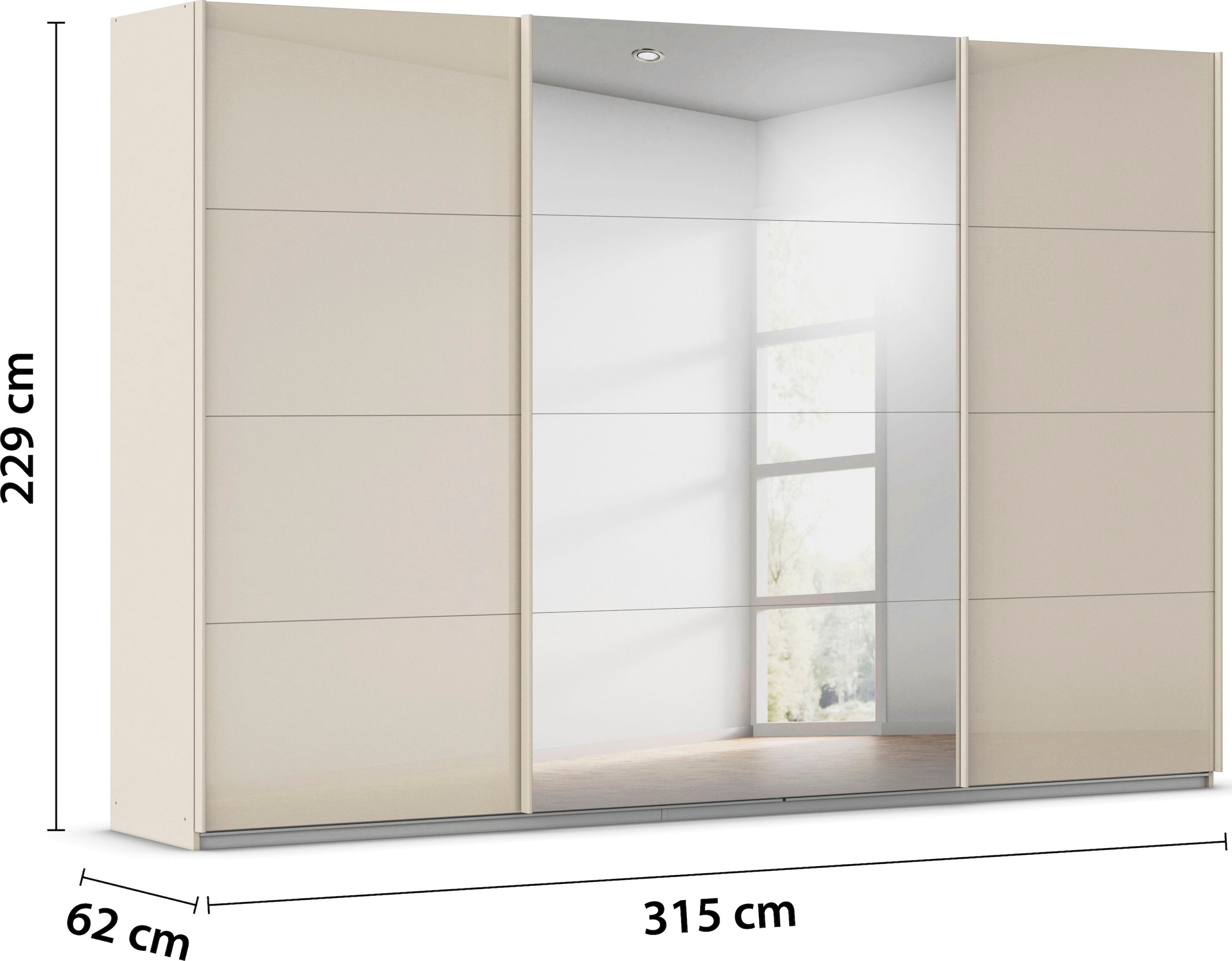 rauch Schwebetürenschrank »Kleiderschrank Kleiderschränke Schrank Garderobe AGORDO mit Glasfront«, durchdachte Innenausstattung, in 4 Breiten und 2 Höhen MADE IN GERMANY