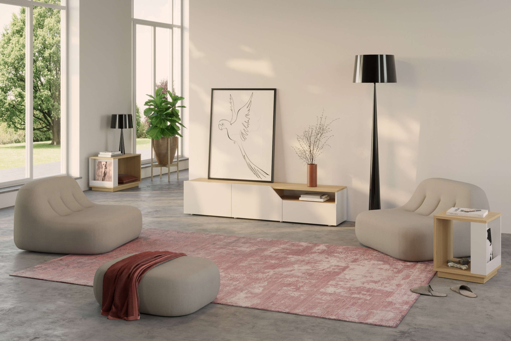 TemaHome TV-Bank »Verone TV Tisch, platsparendes Design, Lowboard,«, praktische Türen, offenes Fach, Breite 180 cm