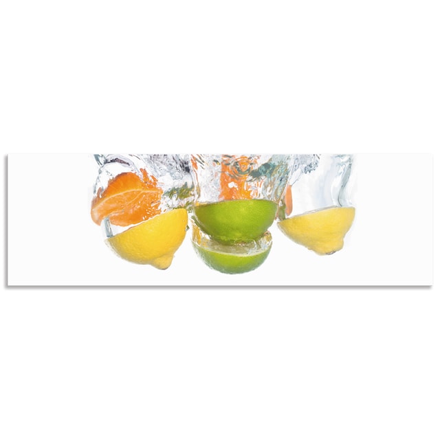 Artland Küchenrückwand »Zitrusfrüchte fallen in klares Wasser«, (1 tlg.),  Alu Spritzschutz mit Klebeband, einfache Montage bei OTTO