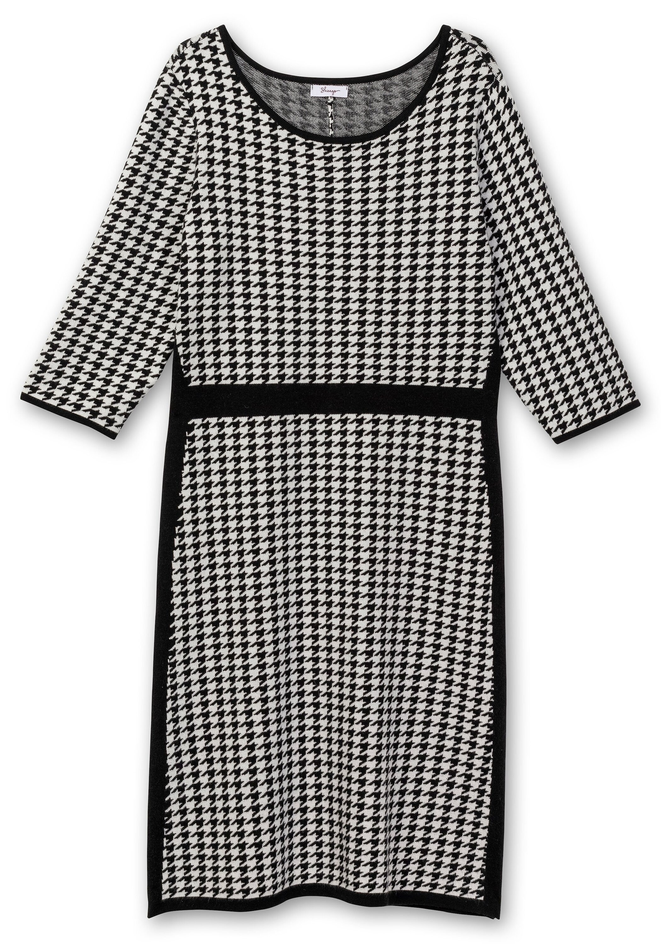 Sheego Strickkleid »Strickkleid mit Hahnentrittmuster, taillierte Form«