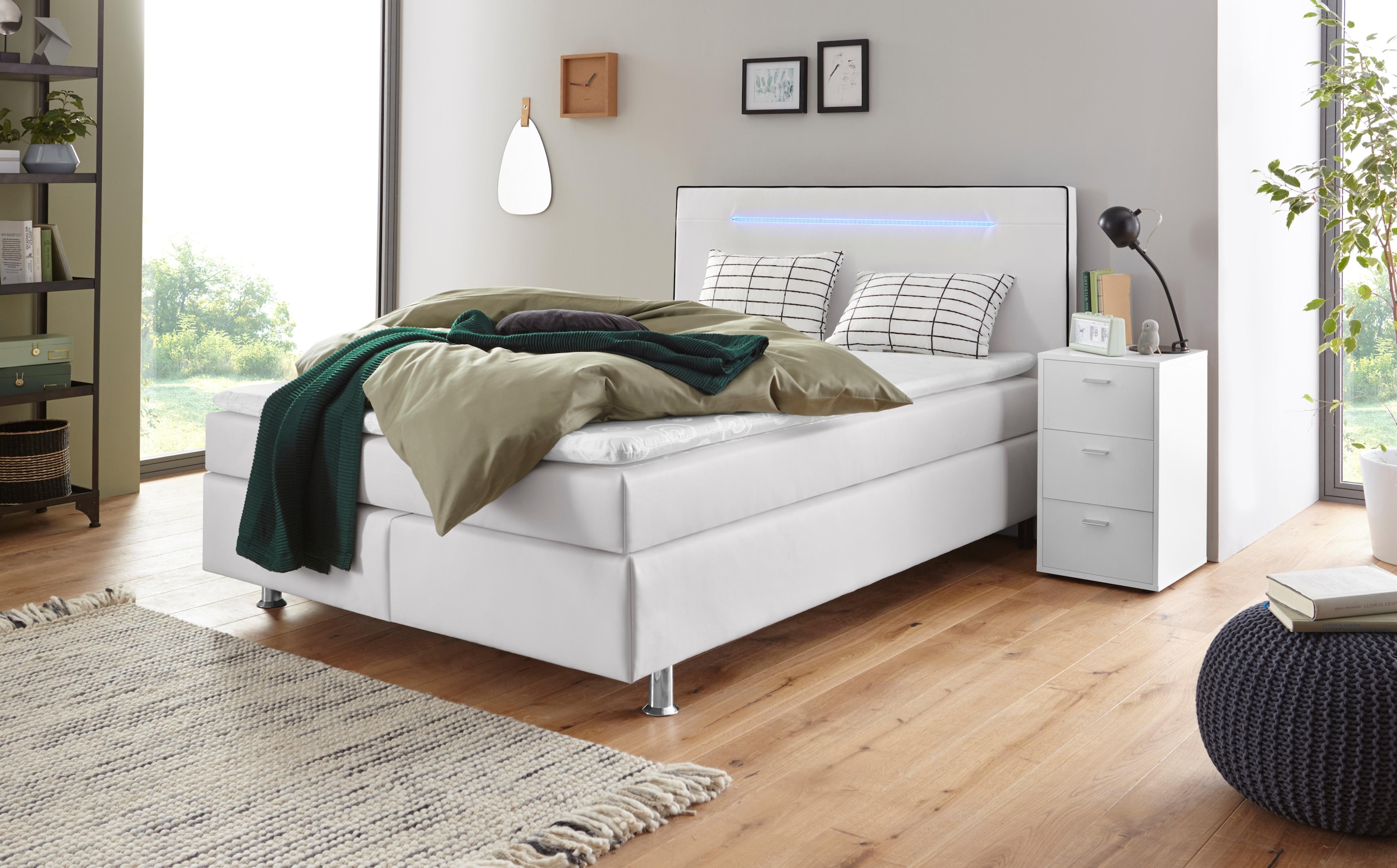 COLLECTION AB Boxspringbett »London, inklusive Topper und Kissen, mit LED-Beleuchtung« Boxspringbett erhältlich in 90cmx200cm, 140cmx200cm & 180cmx200cm