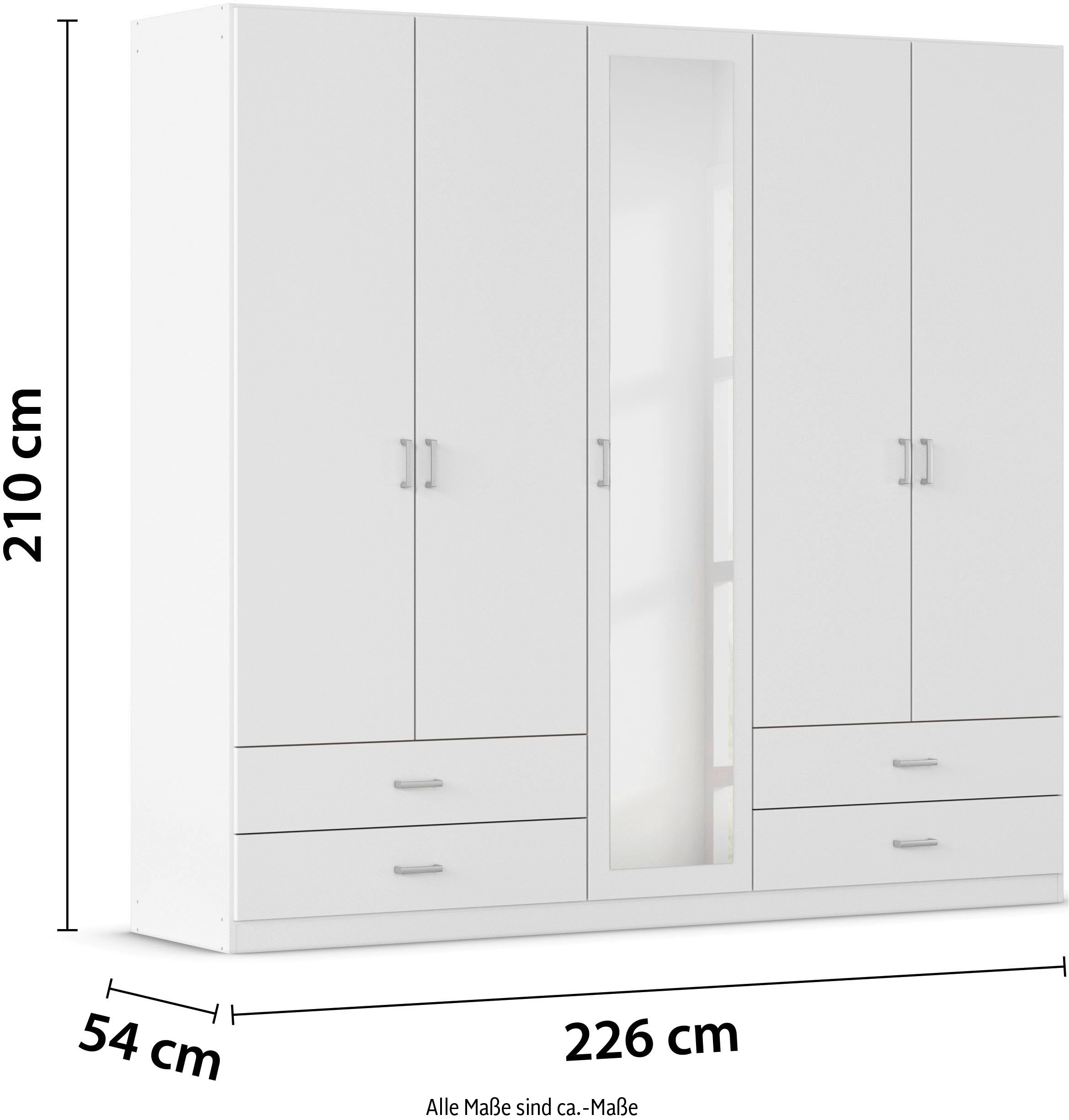rauch Drehtürenschrank »Kleiderschrank Schrank Garderobe Wäscheschrank BORBONA« Breiten 226/271 cm, Höhe 210 cm,  in 2 Breiten, mit Spiegel und vielen Farbkombinationen MADE IN GERMANY