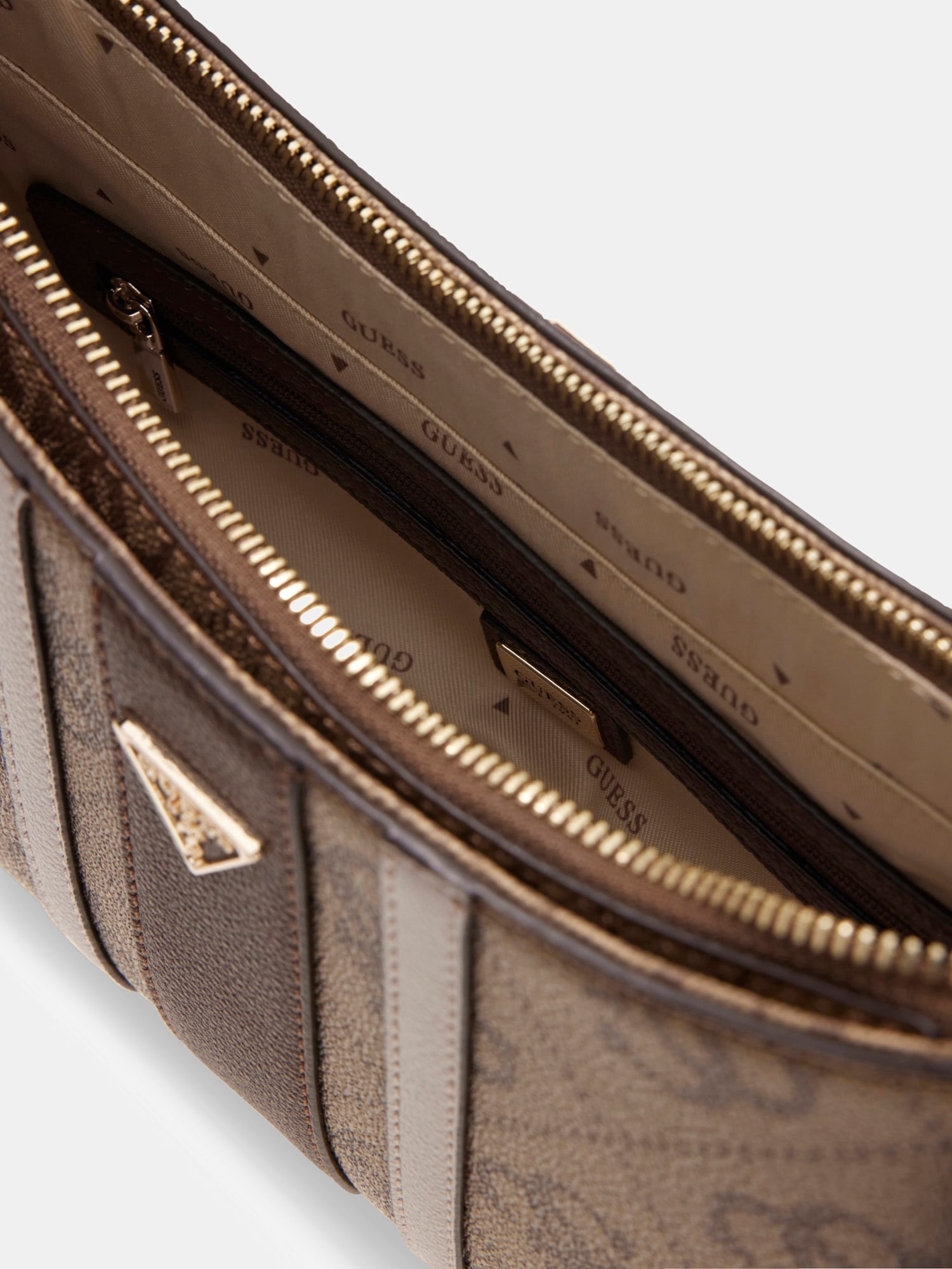 Guess Schultertasche »NOELLE II TOP ZIP SHOULDER BAG« Damen Umhängetasche, Handtasche mit GUESS-Logo-Schmuckelement